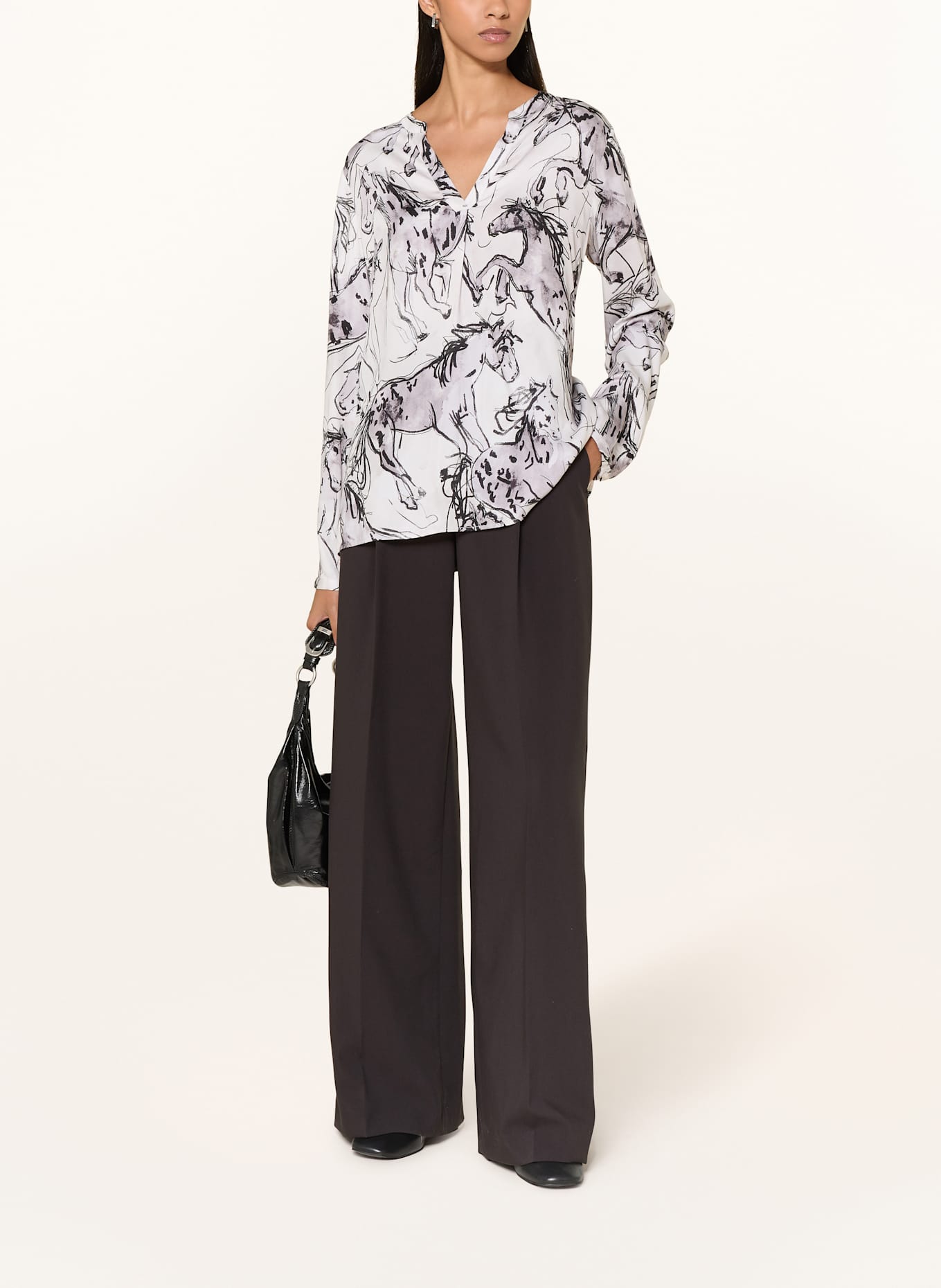 MILANO ITALY Blusenshirt: WEISS / HELLGRAU / SCHWARZ