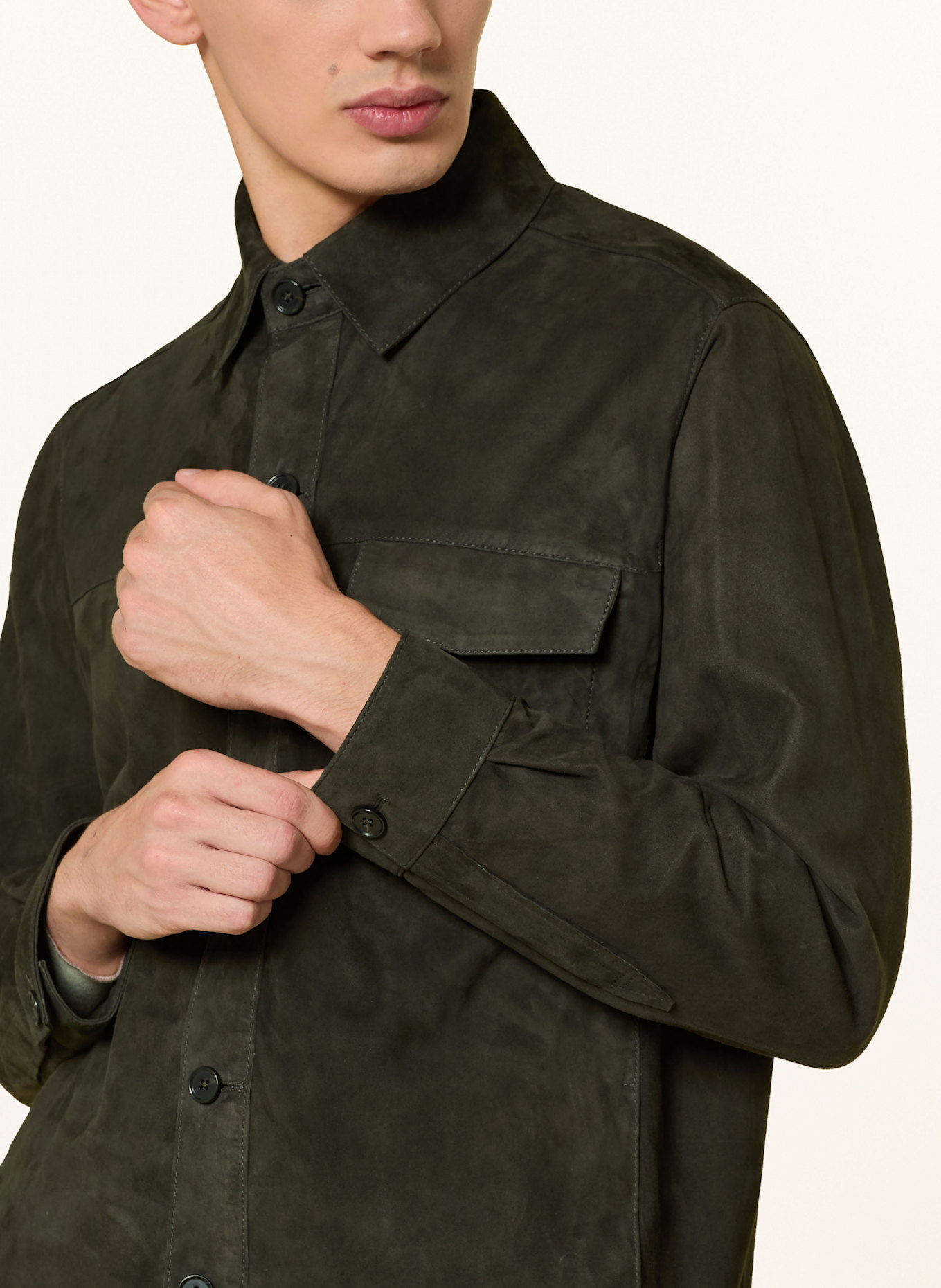 ARMA Leder-Overjacket DILLEN: DUNKELGRAU