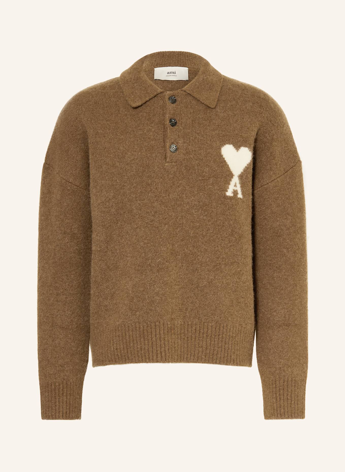 AMI PARIS Sweater with alpaca: BROWN