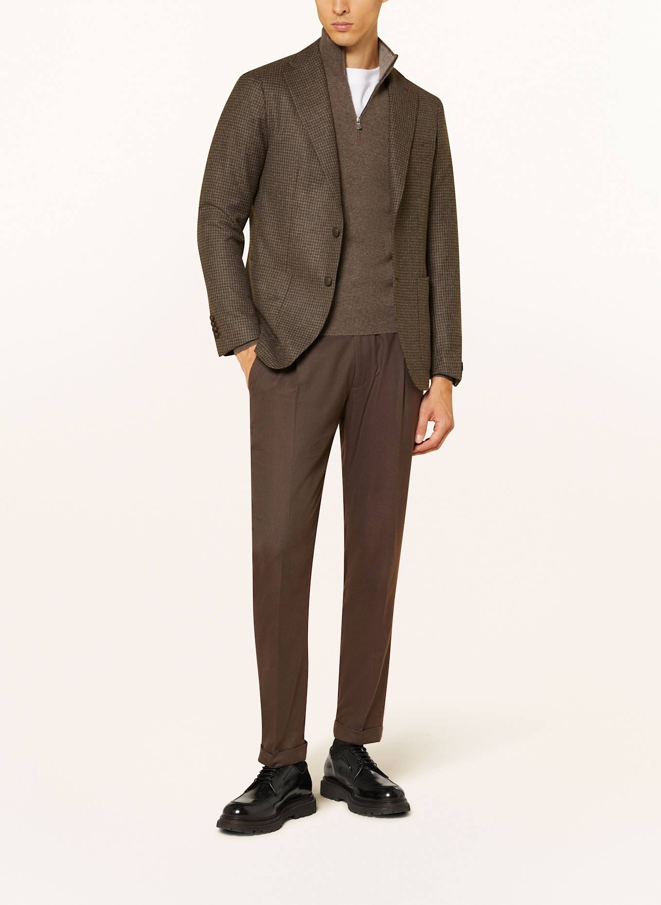TAGLIATORE Veste coupe classique: MARRON / MARRON FONCÉ