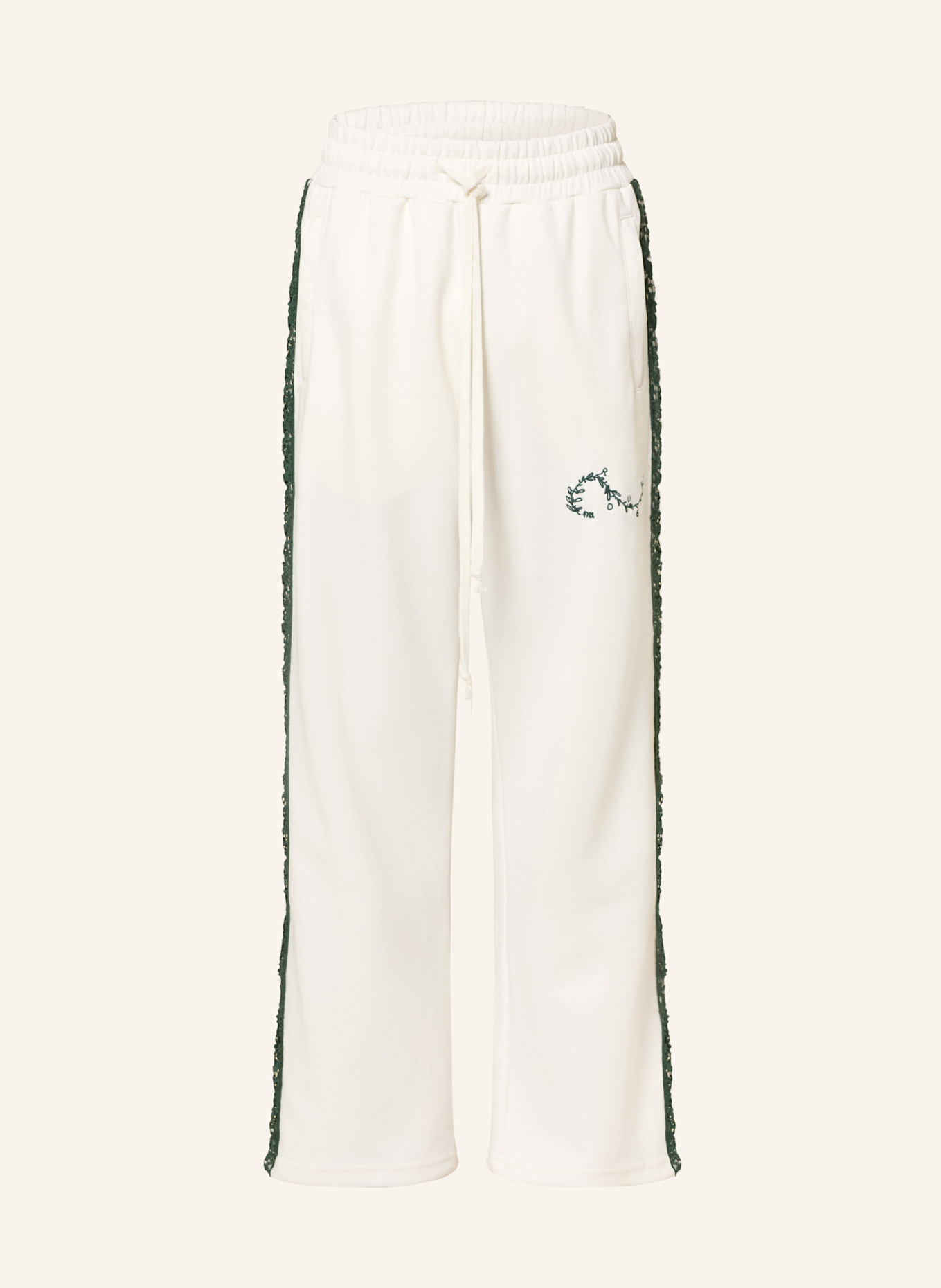 rough. Sweatpants mit Lochspitze: WEISS