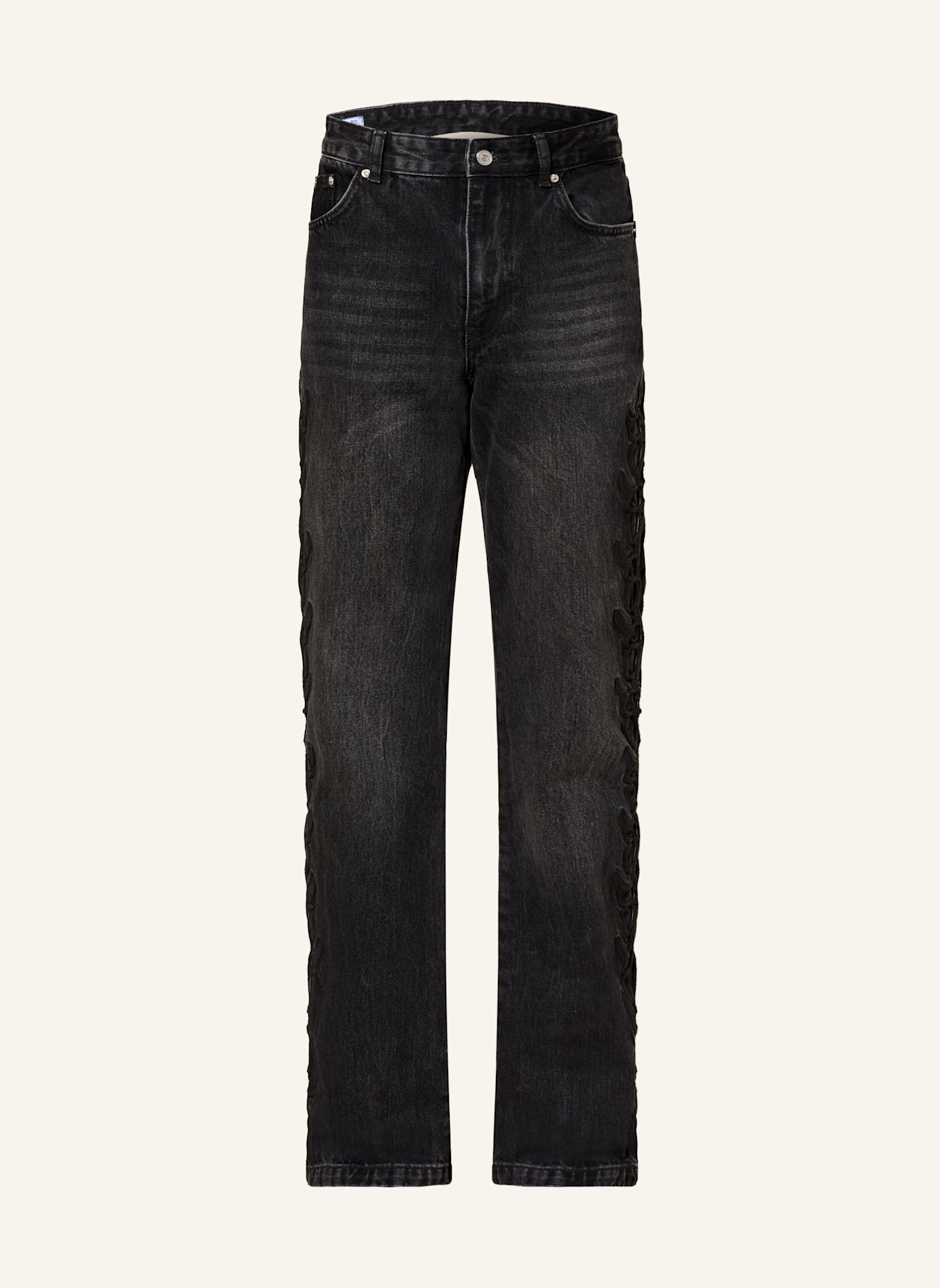 rough. Wide Leg Jeans AMITY Regular Fit: black washed