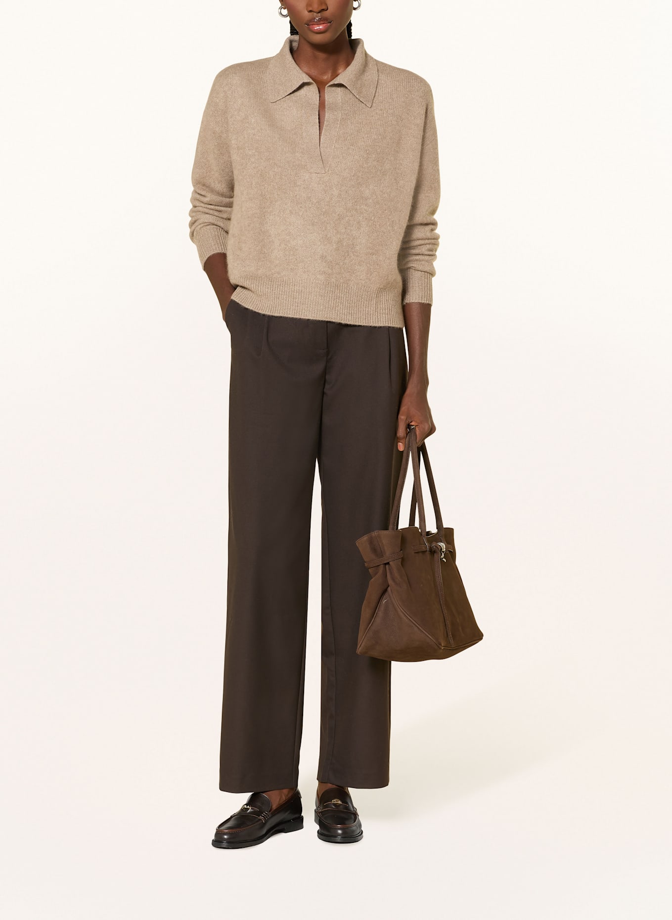 ALMADA LABEL Kašmírový svetr KAIA: SVĚTLE HNĚDÁ