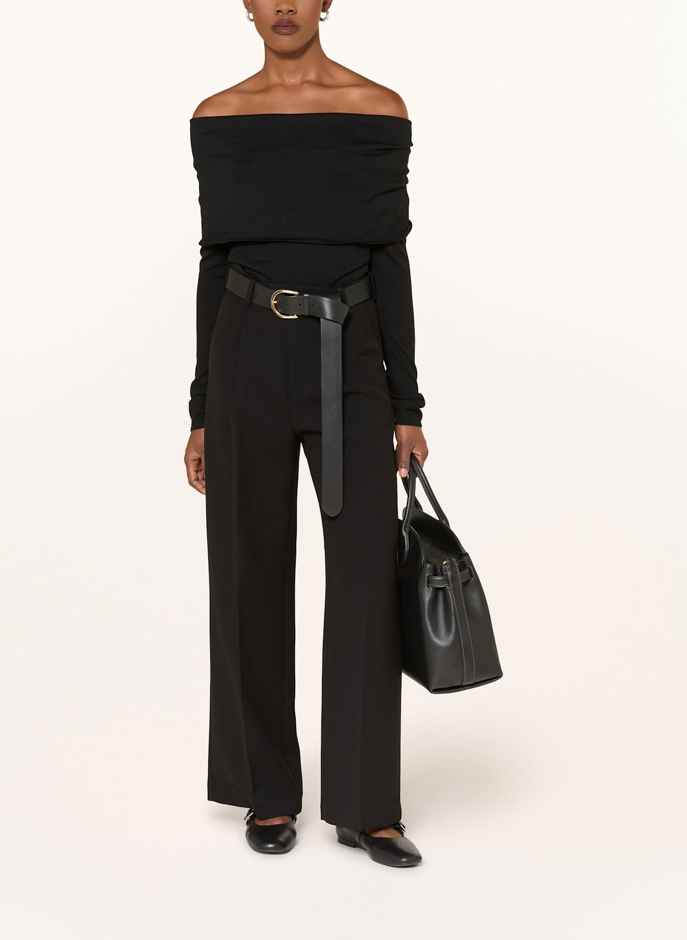 ALMADA LABEL CARA off-shoulder sweater with silk: BLACK