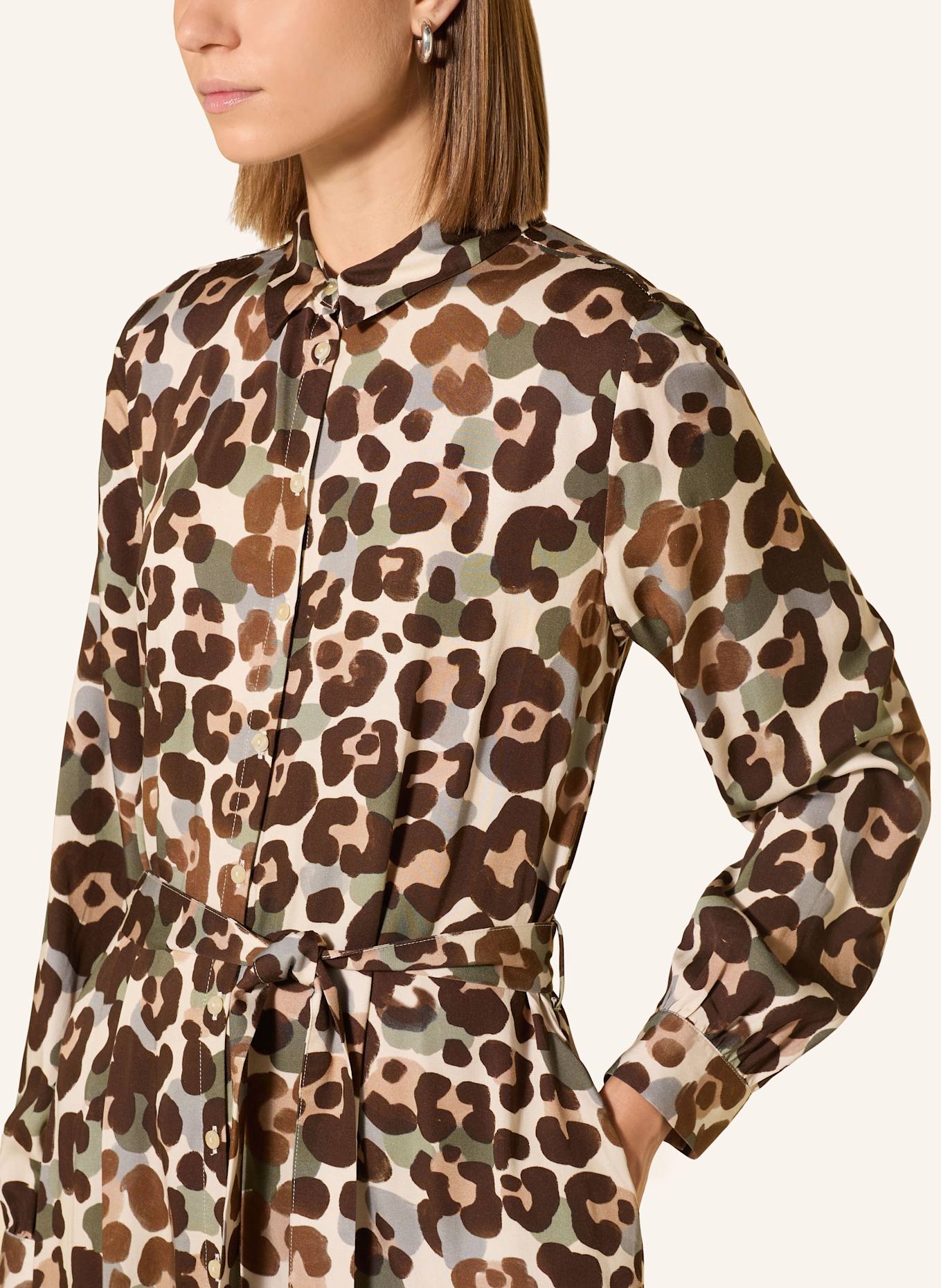 Smith & Soul Hemdblusenkleid: CREME / BRAUN / GRAU