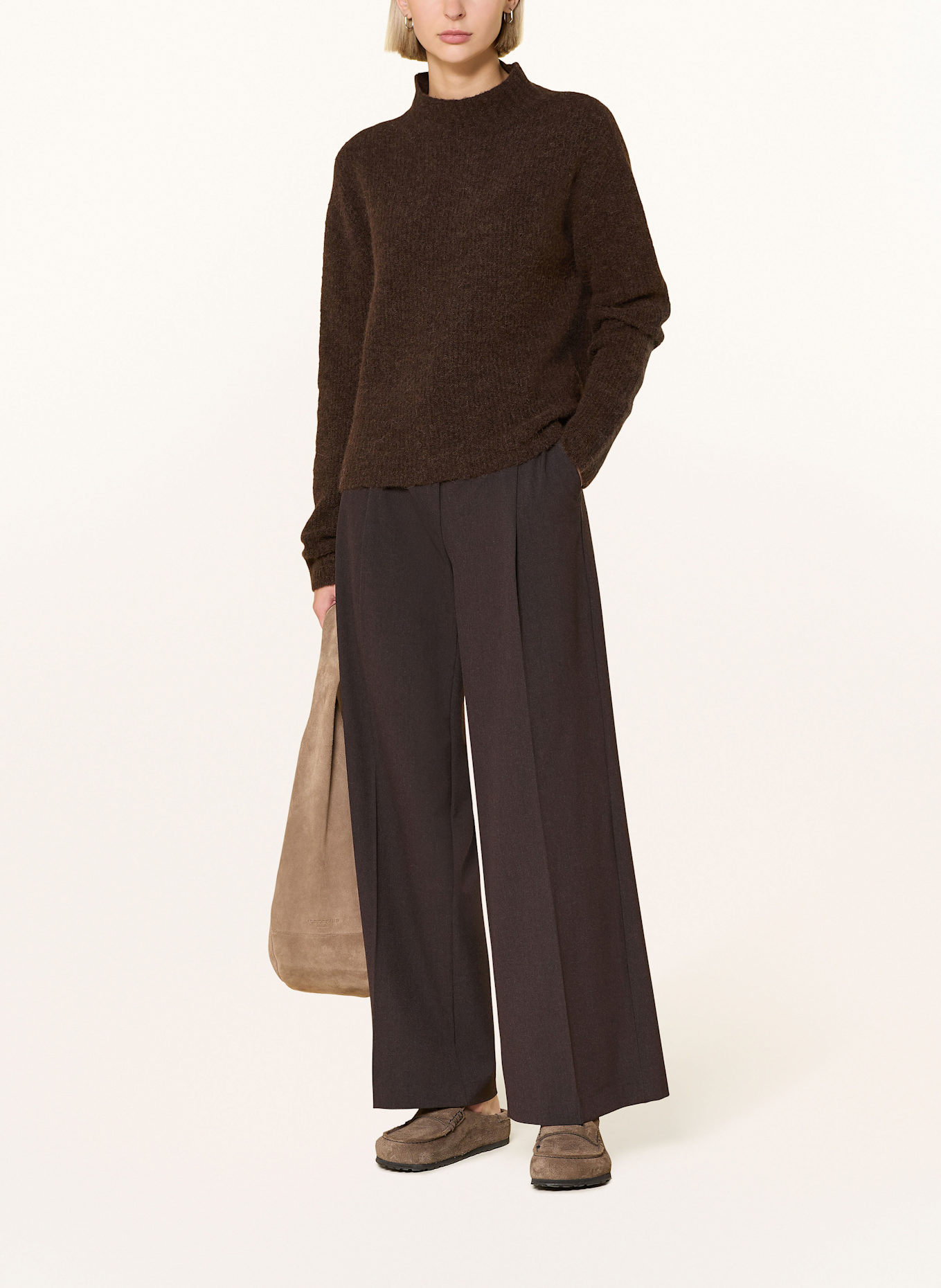 OPUS PANTS Wide leg trousers MOIRA SOUL: DARK BROWN