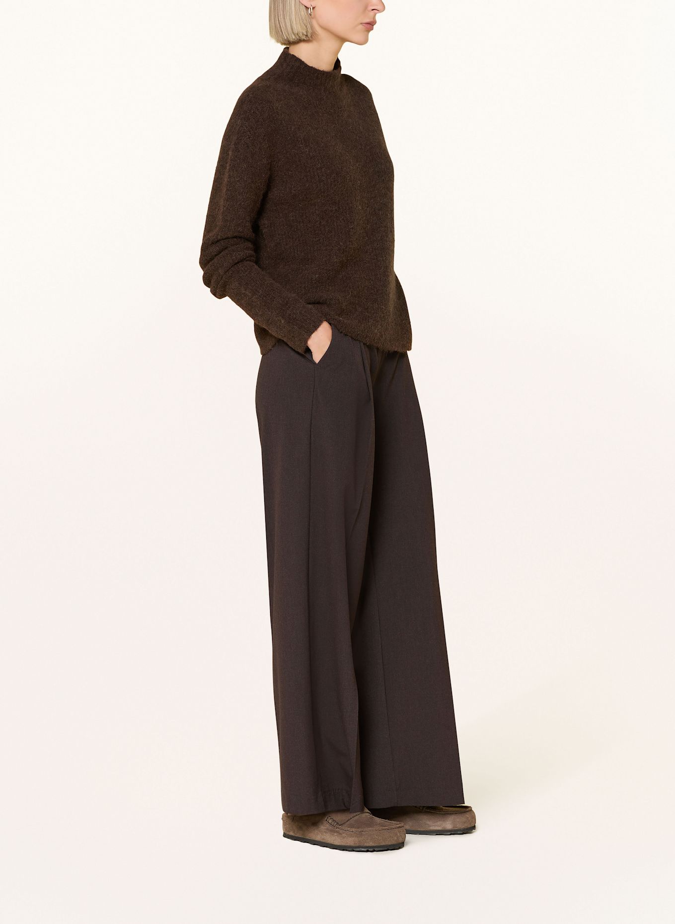 OPUS PANTS Wide leg trousers MOIRA SOUL: DARK BROWN