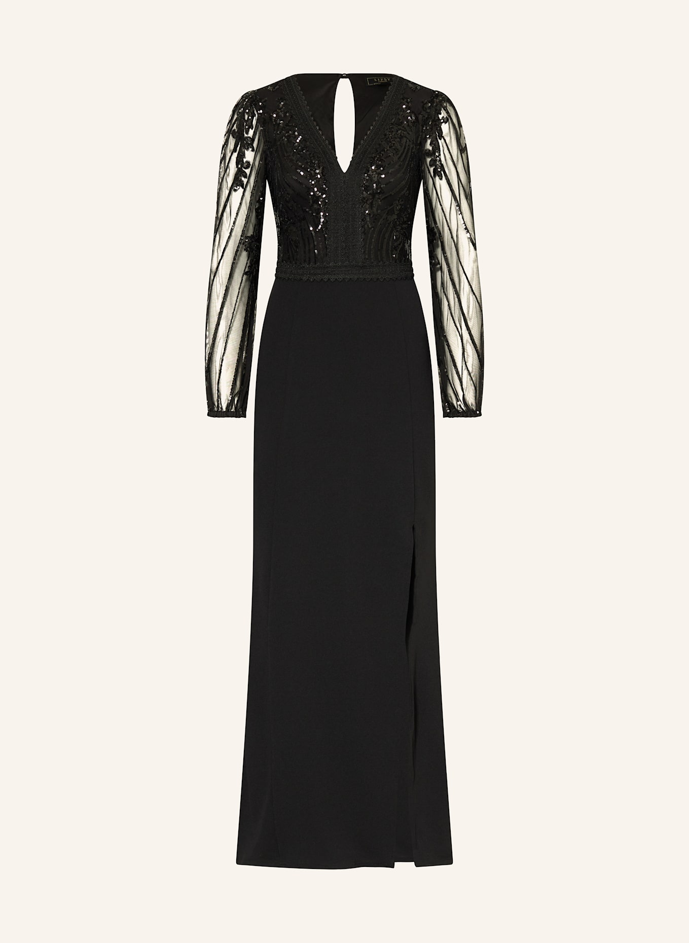 LIPSY Abendkleid mit Pailletten und Spitze: SCHWARZ