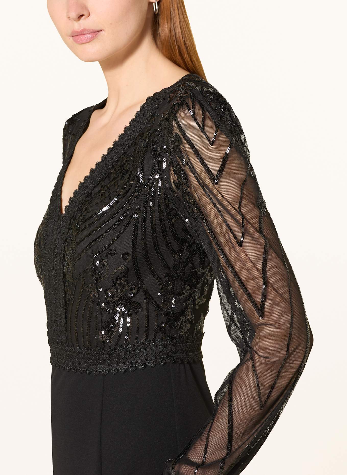 LIPSY Abendkleid mit Pailletten und Spitze: SCHWARZ