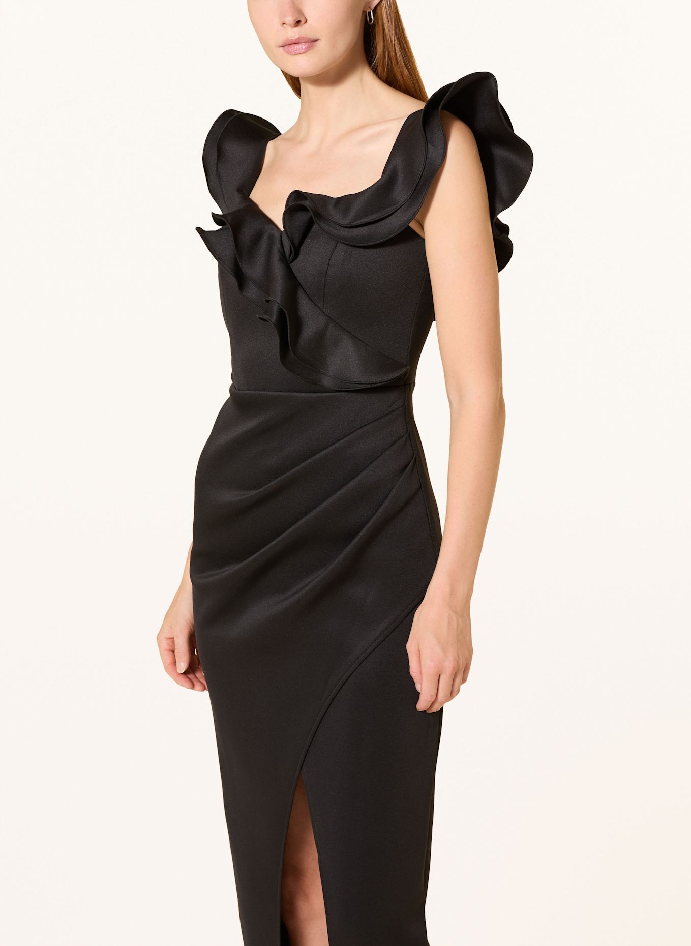 LIPSY Abendkleid mit Volants: SCHWARZ