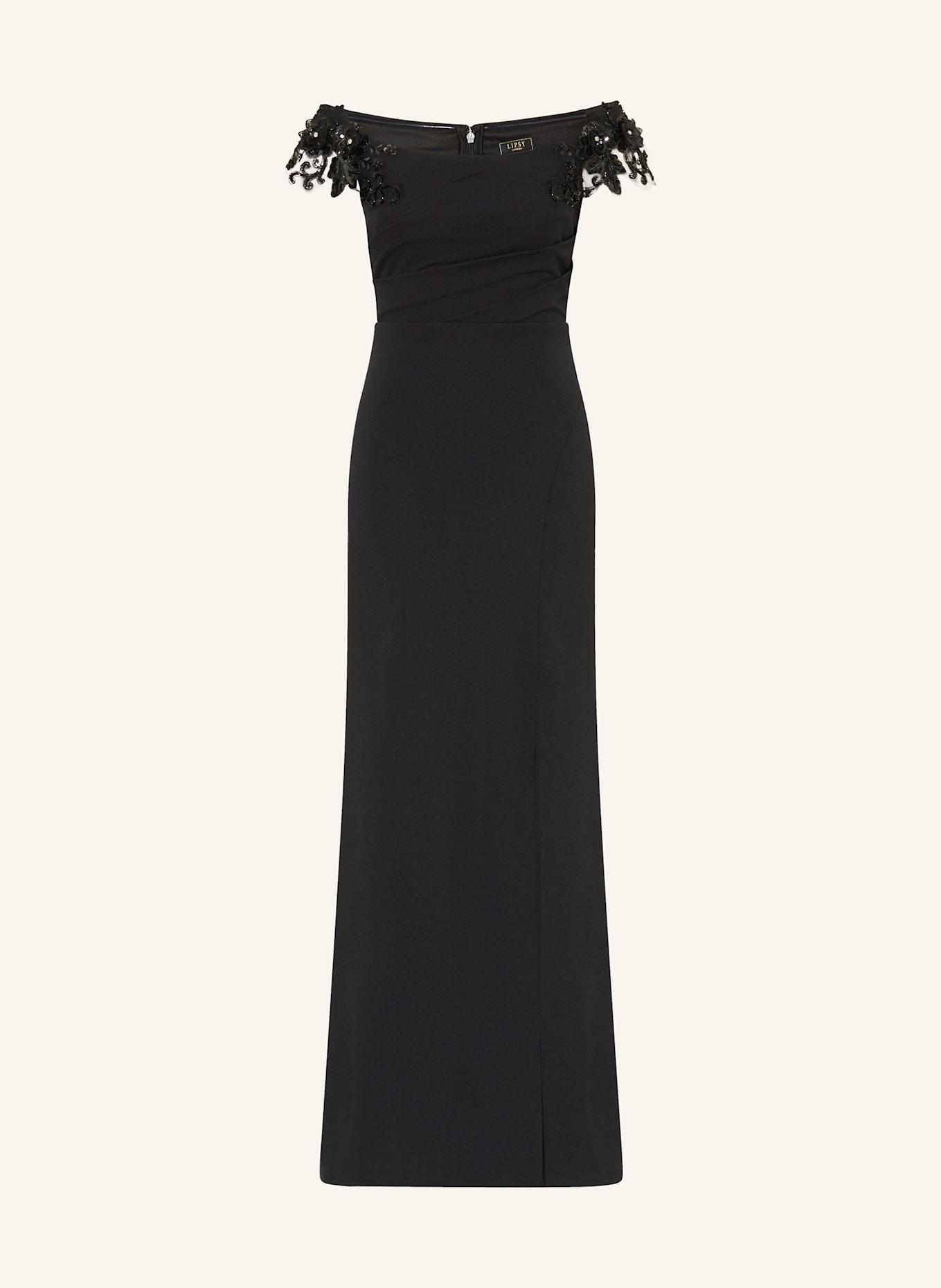 LIPSY Abendkleid mit Spitze und Schmucksteinen: SCHWARZ