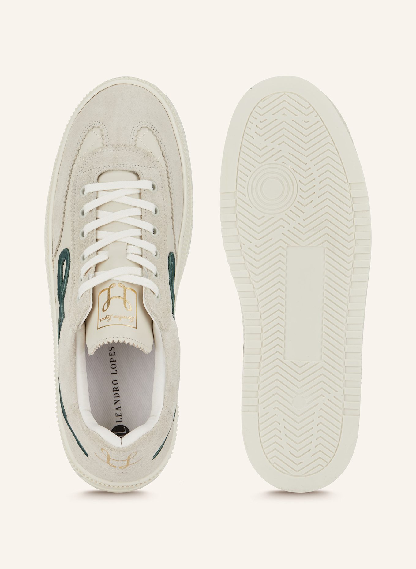 LEANDRO LOPES Sneaker LONDON: CREME / GRÜN