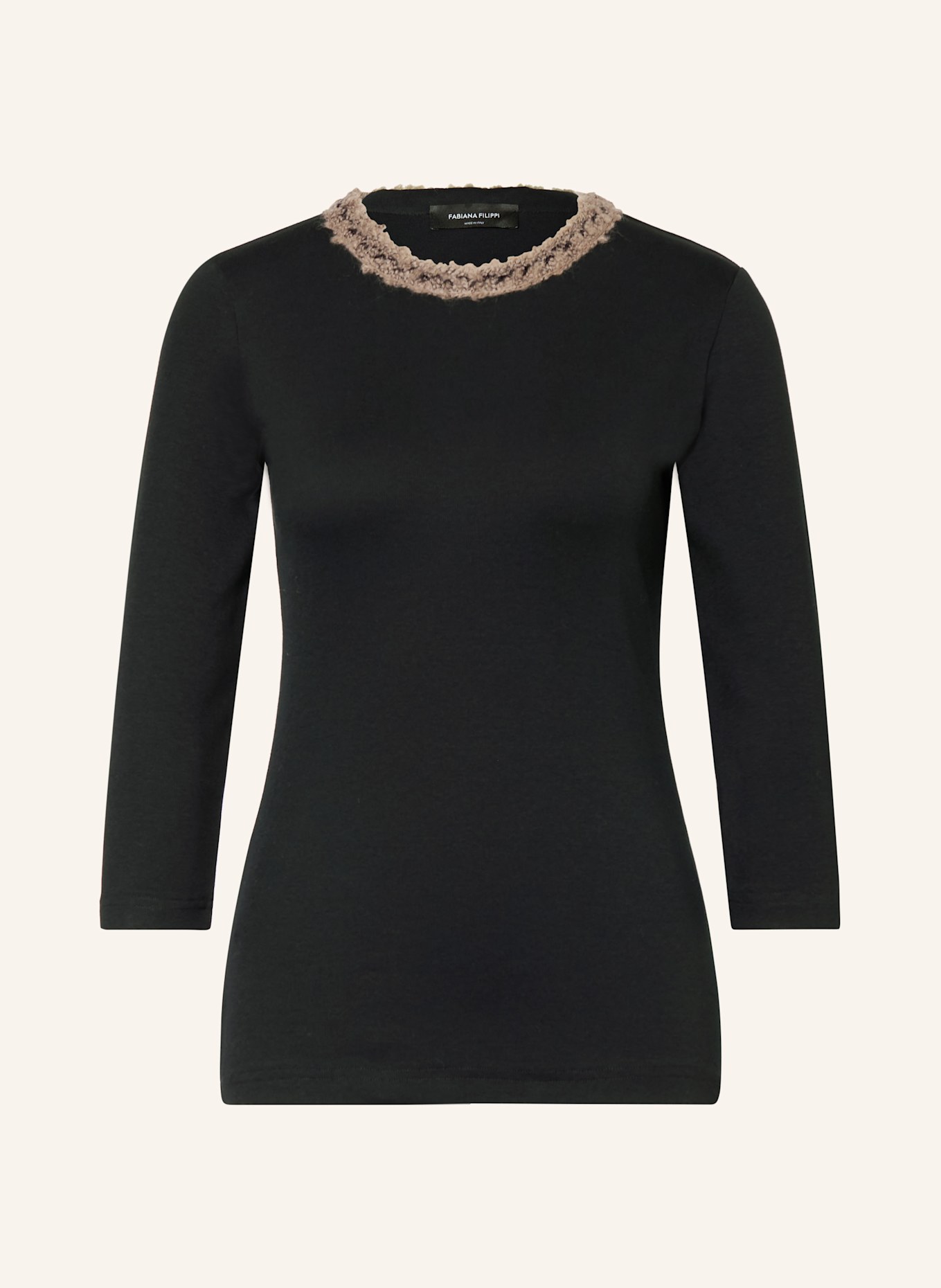 FABIANA FILIPPI Long sleeve shirt with tweed in black