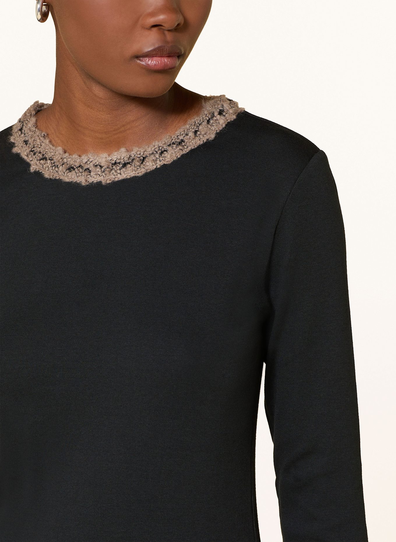 FABIANA FILIPPI Long sleeve shirt with tweed in black
