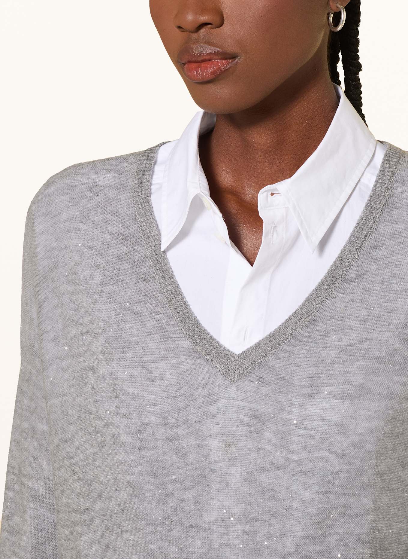 FABIANA FILIPPI Pullover mit Pailletten: GRAU