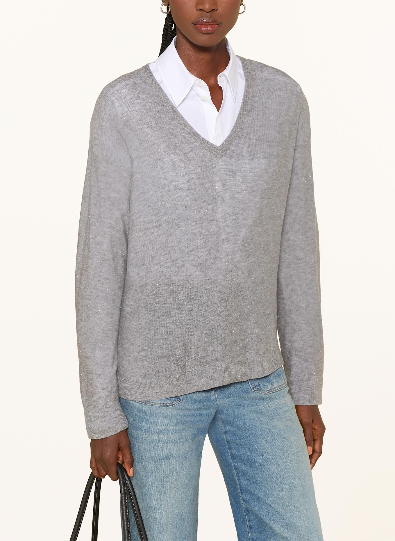 FABIANA FILIPPI Pullover mit Pailletten: GRAU