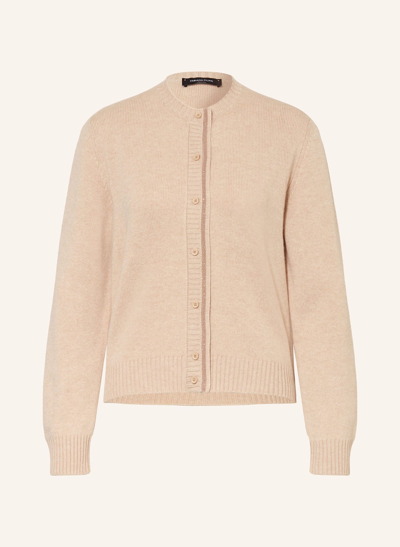 FABIANA FILIPPI Strickjacke mit Schmucksteinen: HELLBRAUN