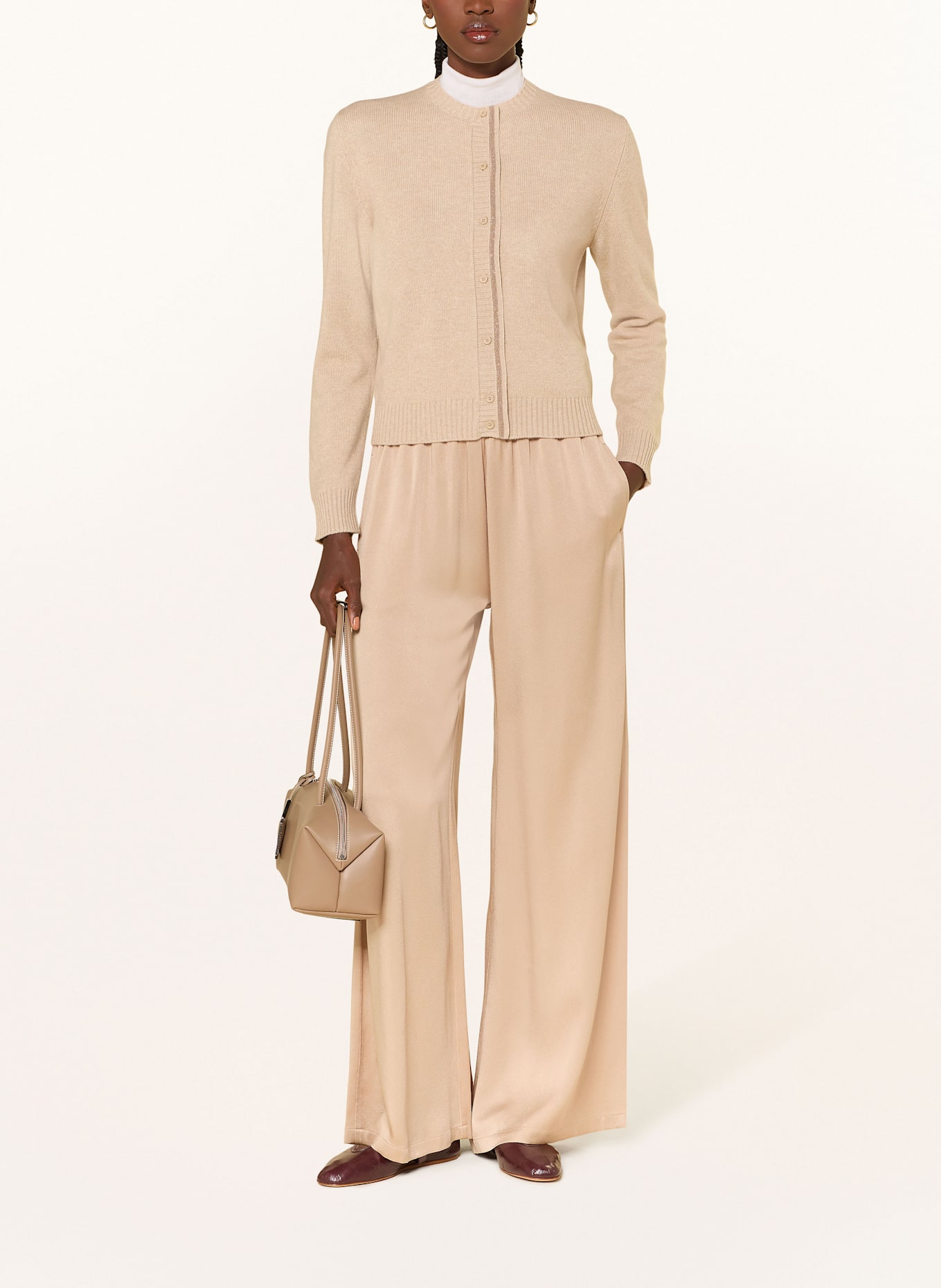 FABIANA FILIPPI Strickjacke mit Schmucksteinen: HELLBRAUN