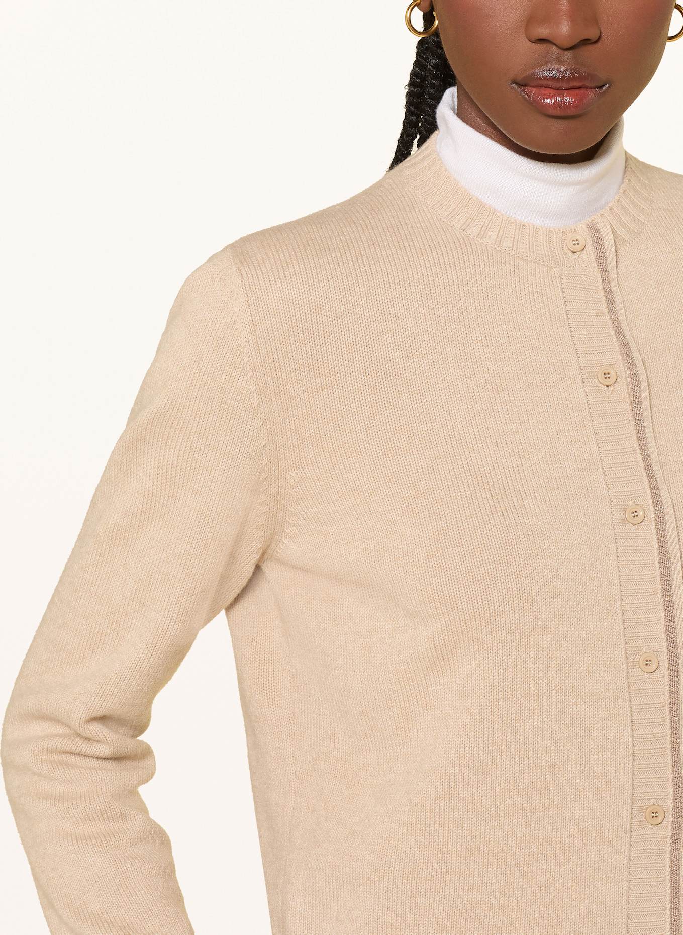 FABIANA FILIPPI Strickjacke mit Schmucksteinen: HELLBRAUN