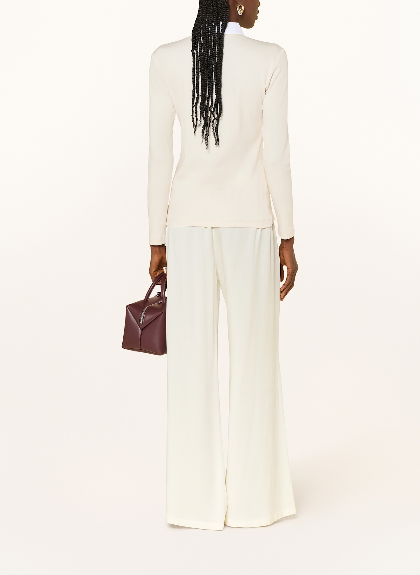 FABIANA FILIPPI Strick-Poloshirt mit Schmucksteinen: CREME