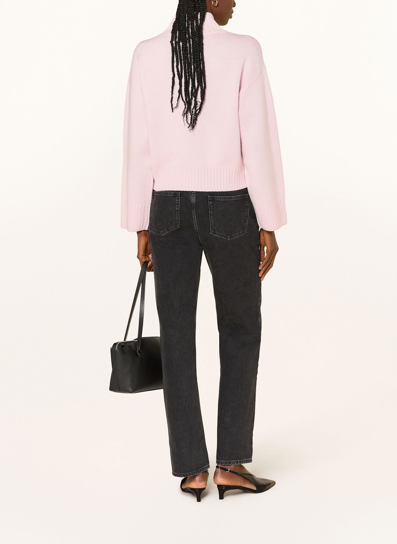 FABIANA FILIPPI Rollkragenpullover aus Merinowolle mit Schmucksteinen: ROSA