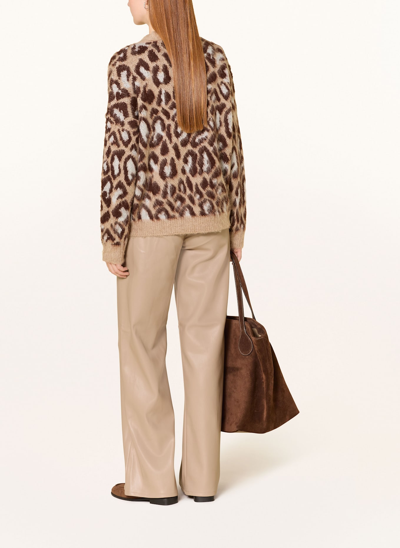 monari Hose in Lederoptik: BEIGE