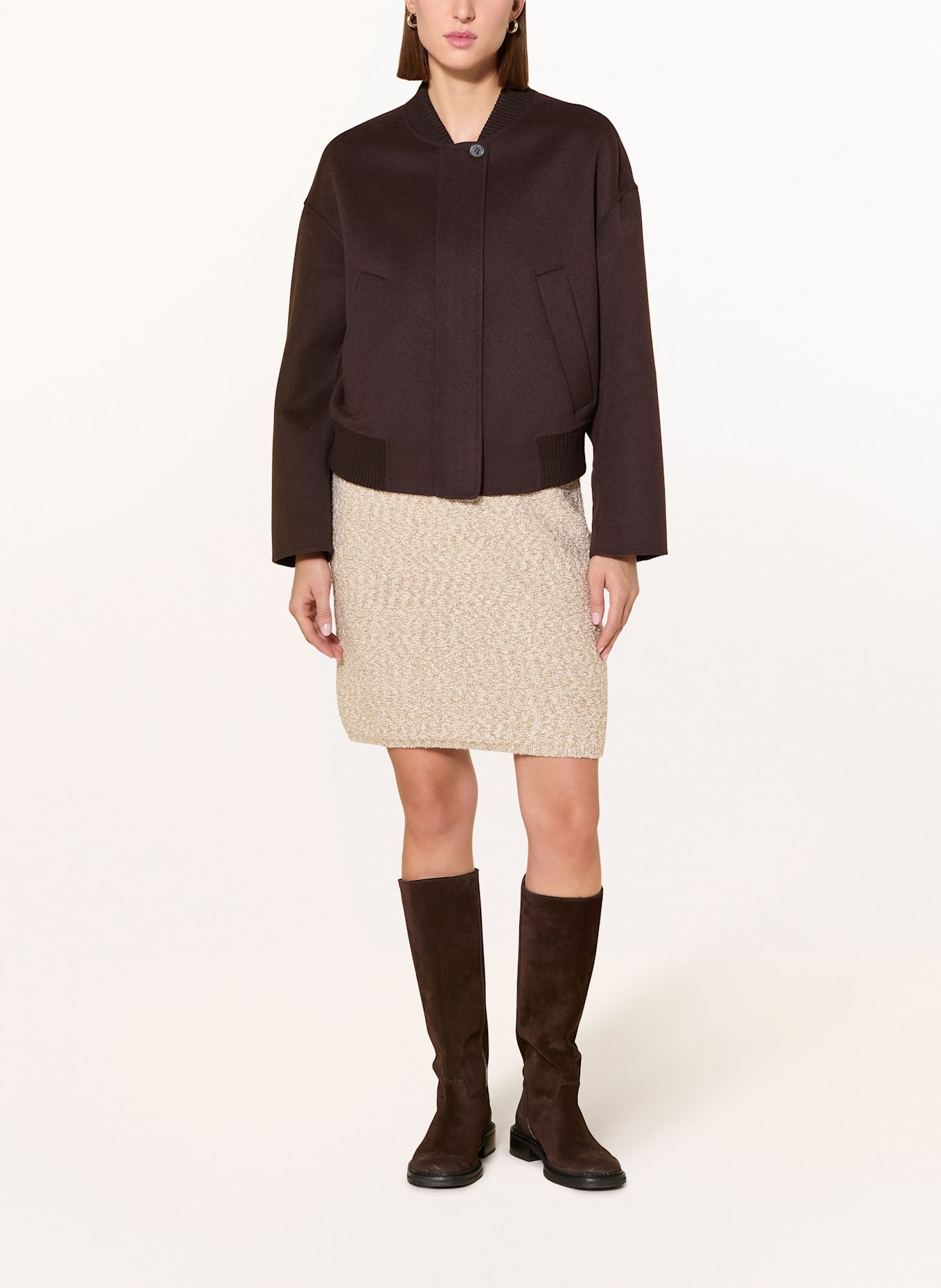 monari Strickrock mit Glitzergarn: CREME / GOLD