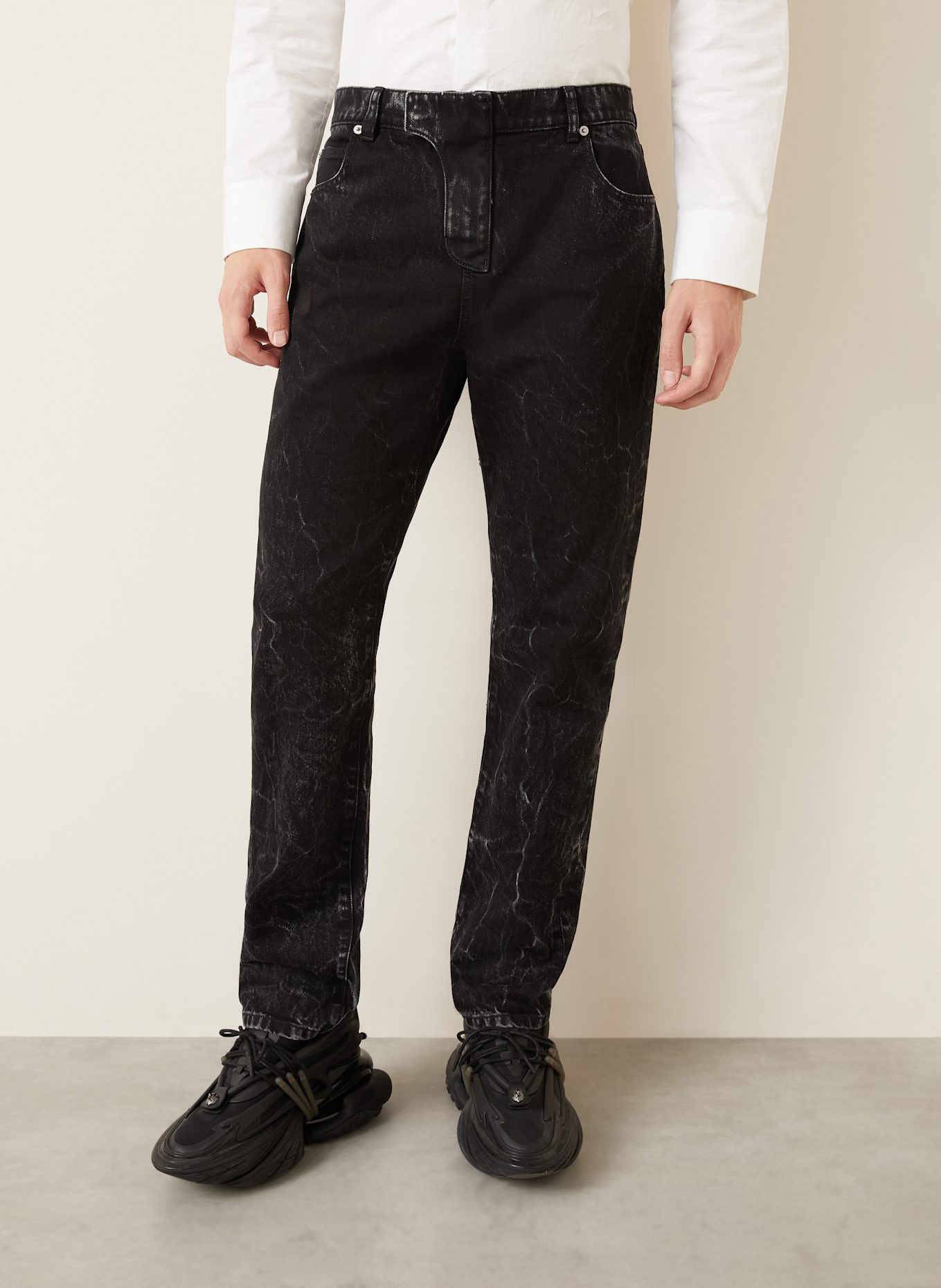 BALMAIN Jeans Regular Fit: 0PC NOIR DÉLAVÉ