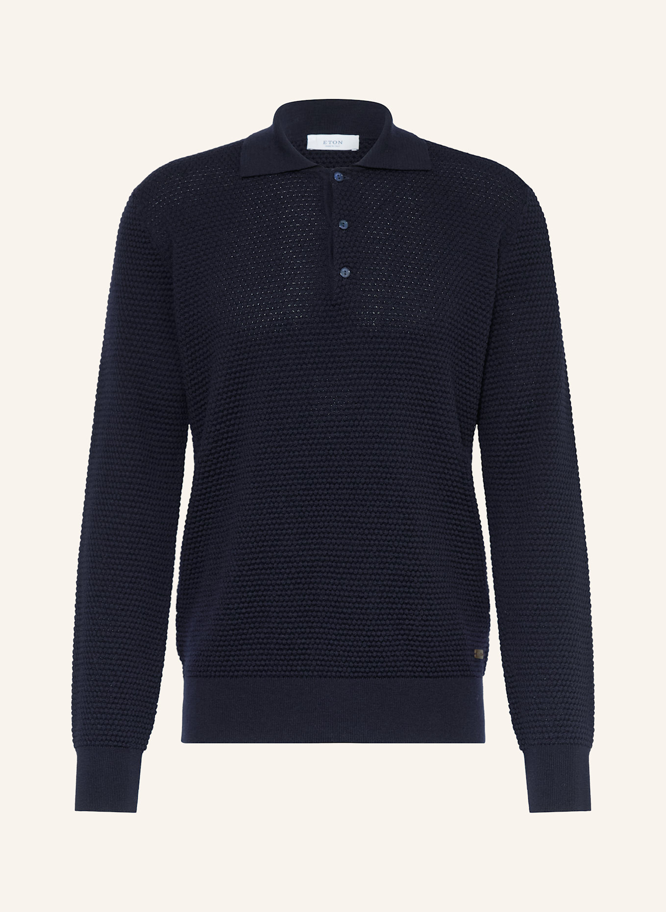 ETON Strick-Poloshirt aus Merinowolle: DUNKELBLAU