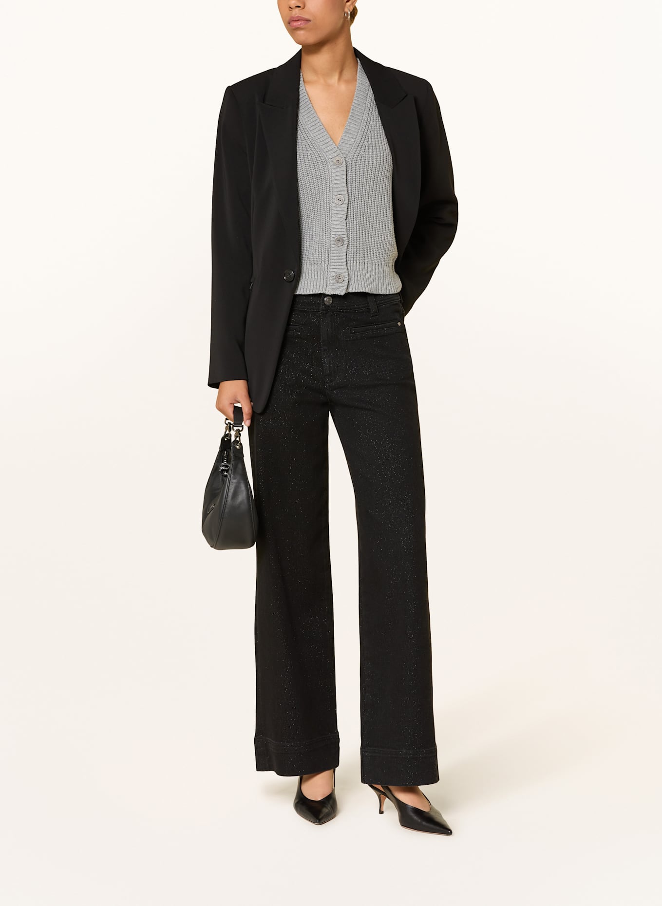 MOS MOSH Wide Leg Jeans MMSOEY SHIMMER mit Glitzergarn: 801 BLACK