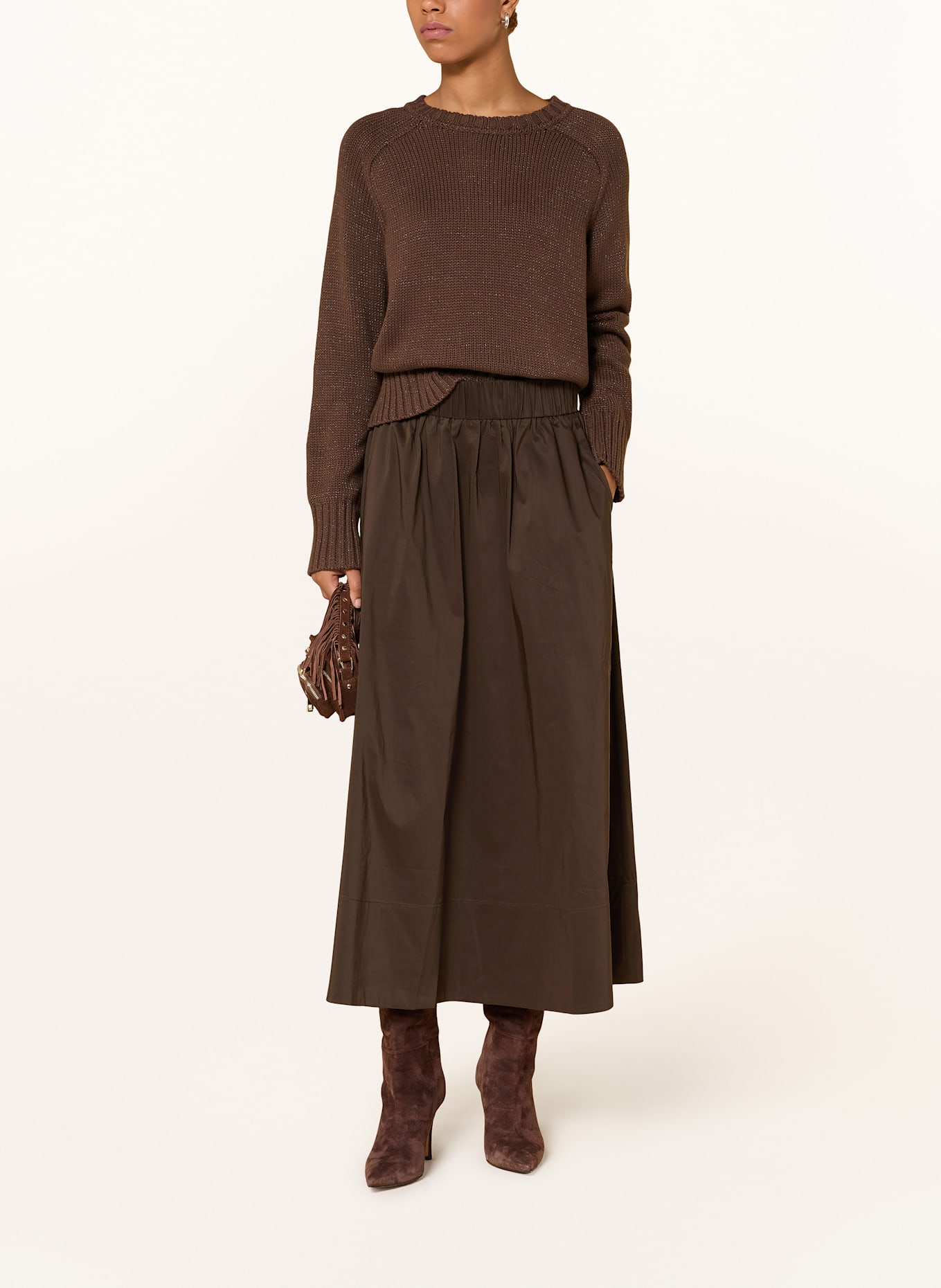 MOS MOSH Pullover MMROLA BINE mit Glitzergarn: DUNKELBRAUN