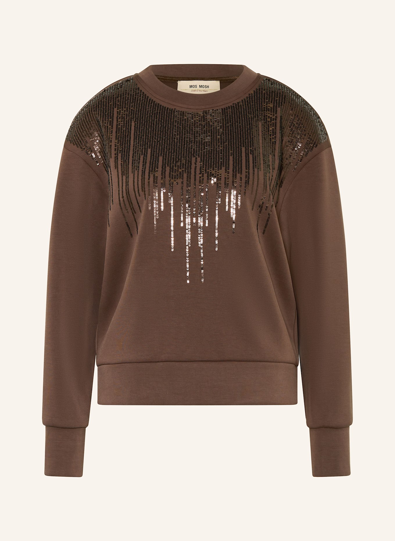 MOS MOSH Sweatshirt MMNEVE mit Pailletten: DUNKELBRAUN