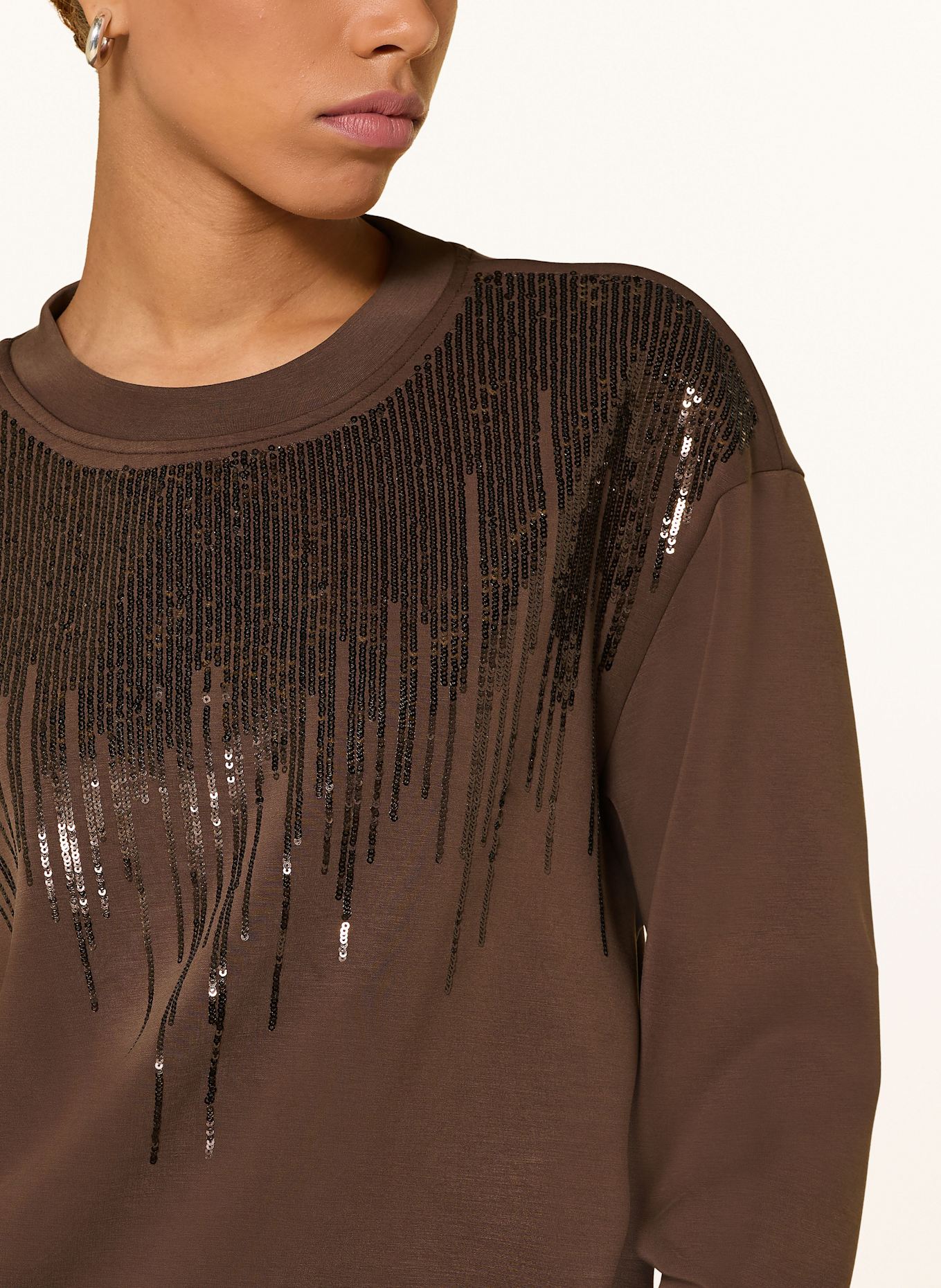 MOS MOSH Sweatshirt MMNEVE mit Pailletten: DUNKELBRAUN