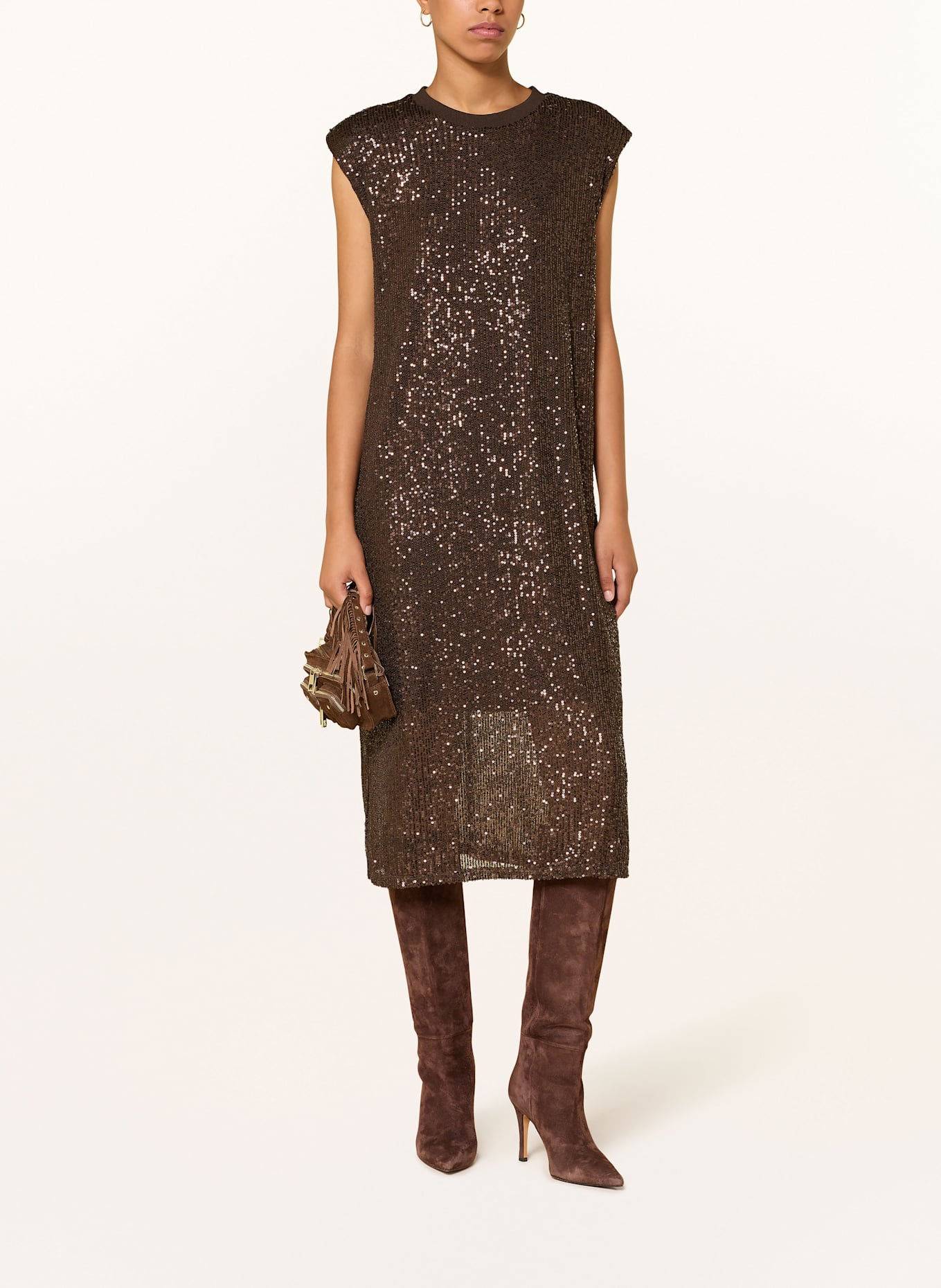 MOS MOSH Kleid MMARAN mit Pailletten: DUNKELBRAUN