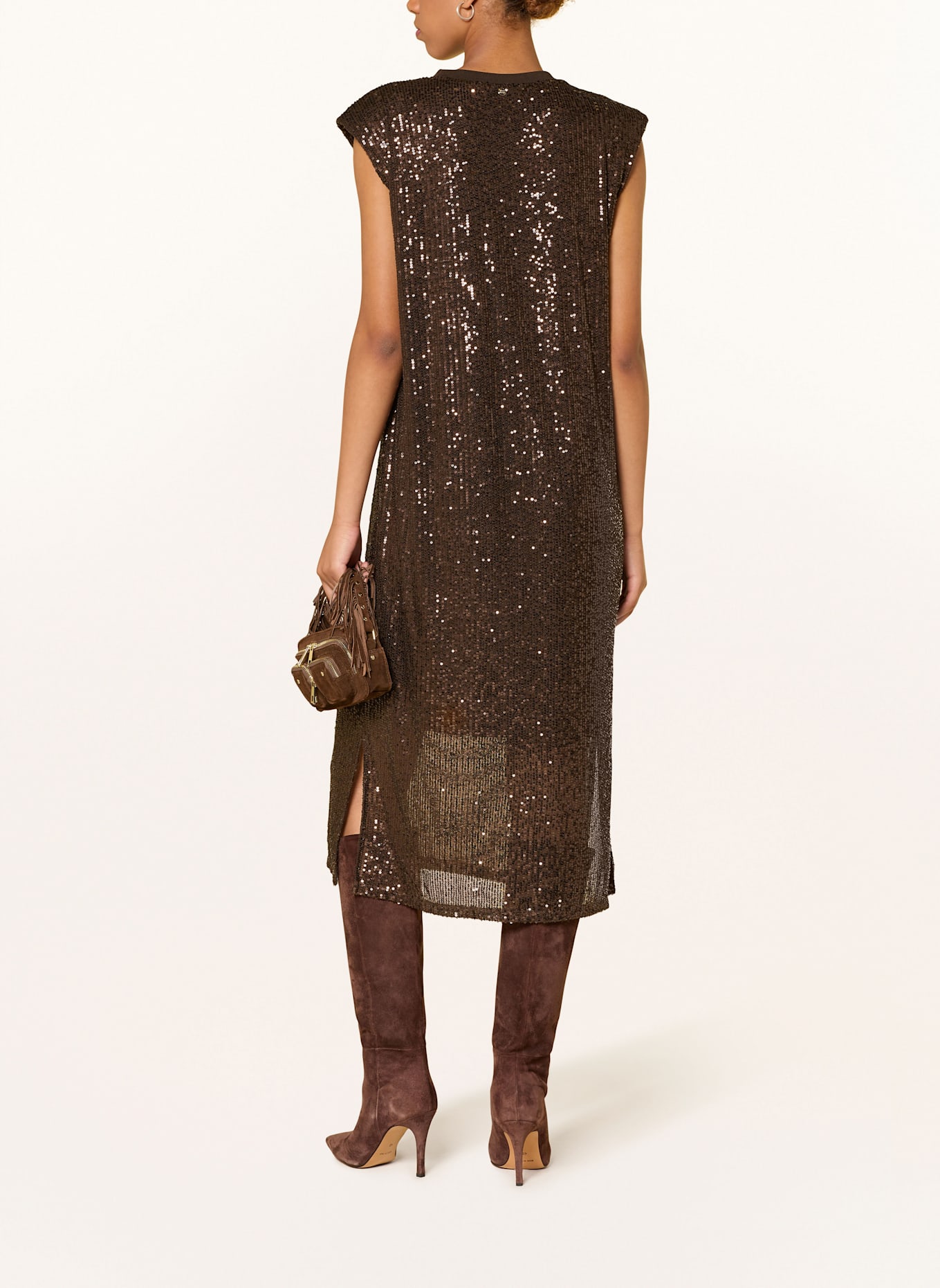 MOS MOSH Kleid MMARAN mit Pailletten: DUNKELBRAUN