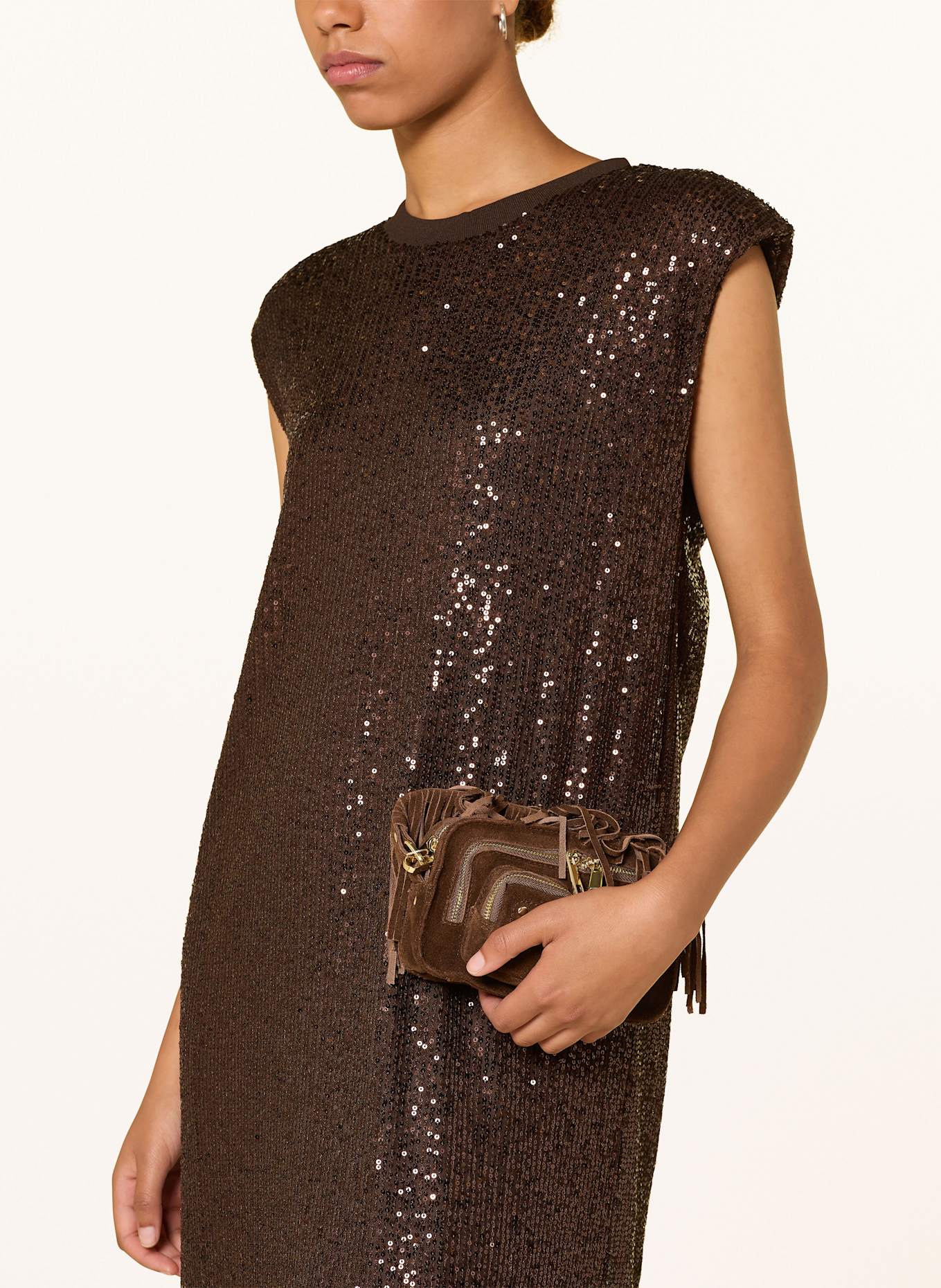 MOS MOSH Kleid MMARAN mit Pailletten: DUNKELBRAUN