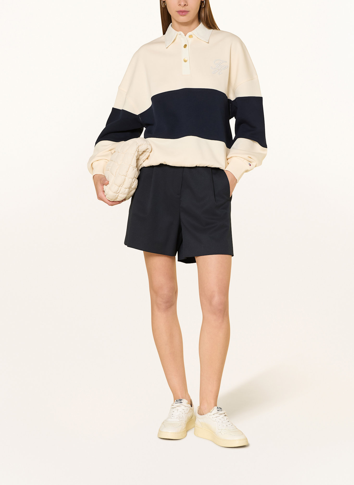 TOMMY HILFIGER Rugbyshirt: WEISS / DUNKELBLAU