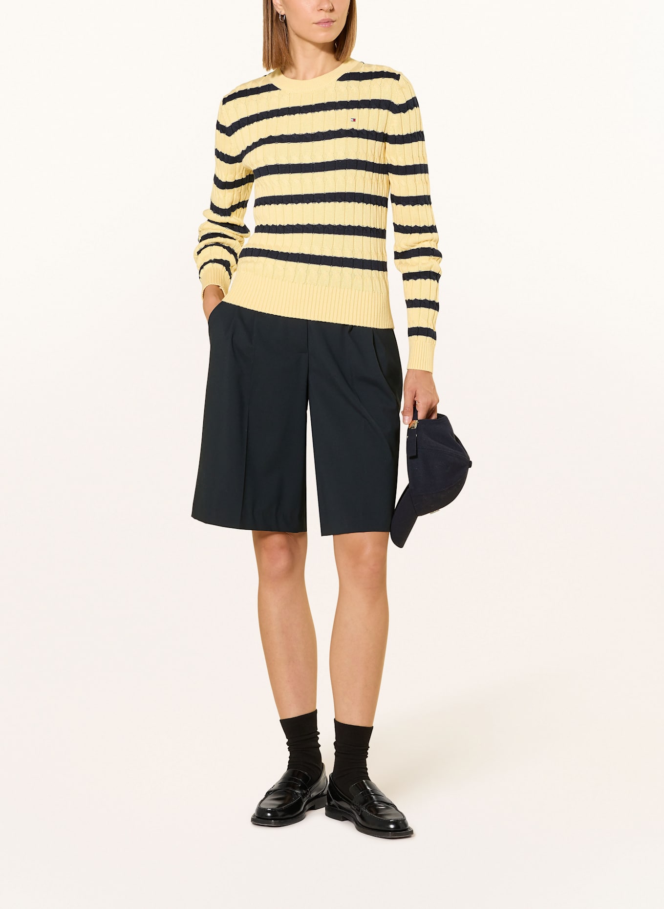 TOMMY HILFIGER Pullover: HELLGELB / DUNKELBLAU