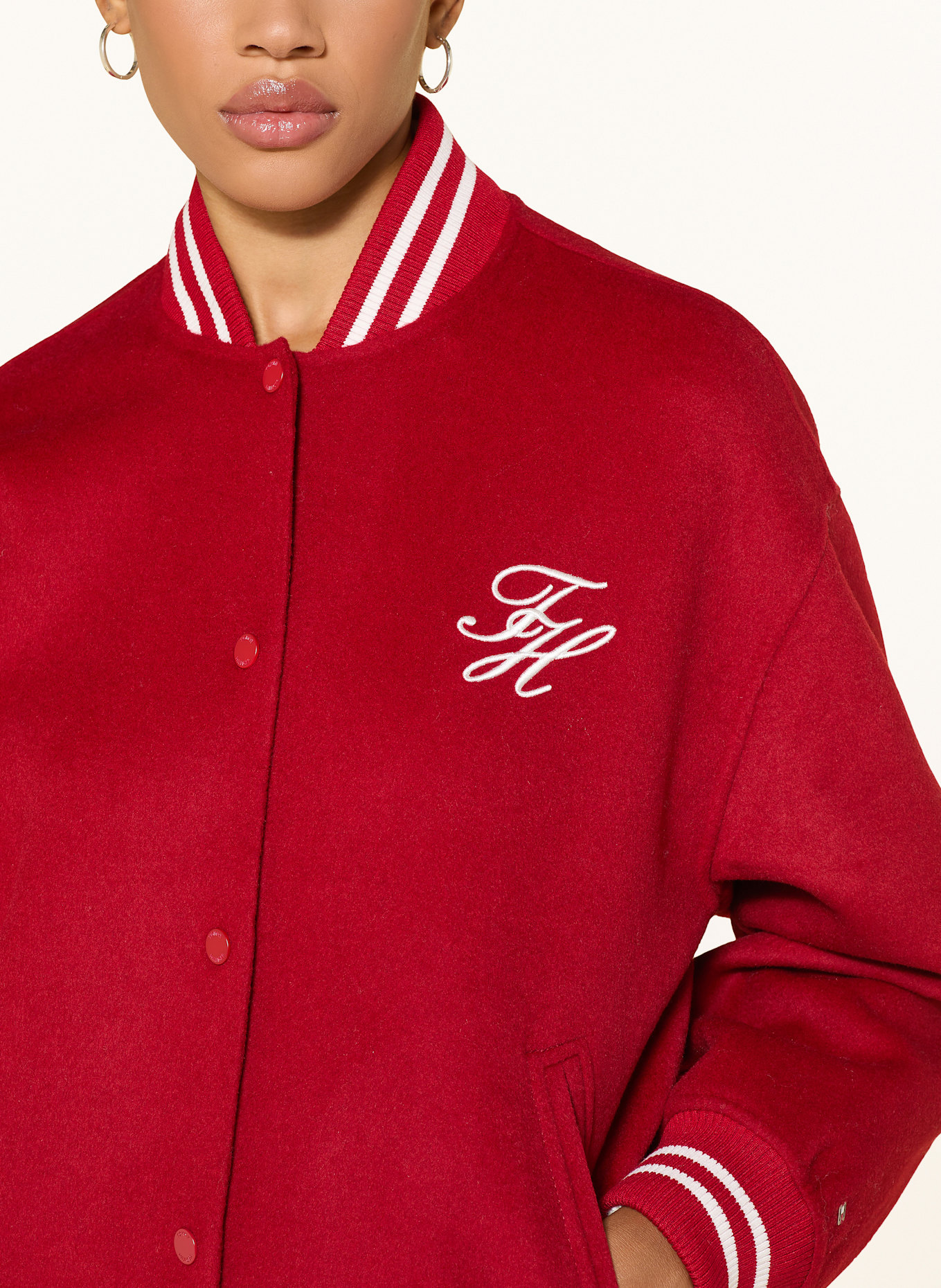 TOMMY HILFIGER veste universitaire: ROUGE