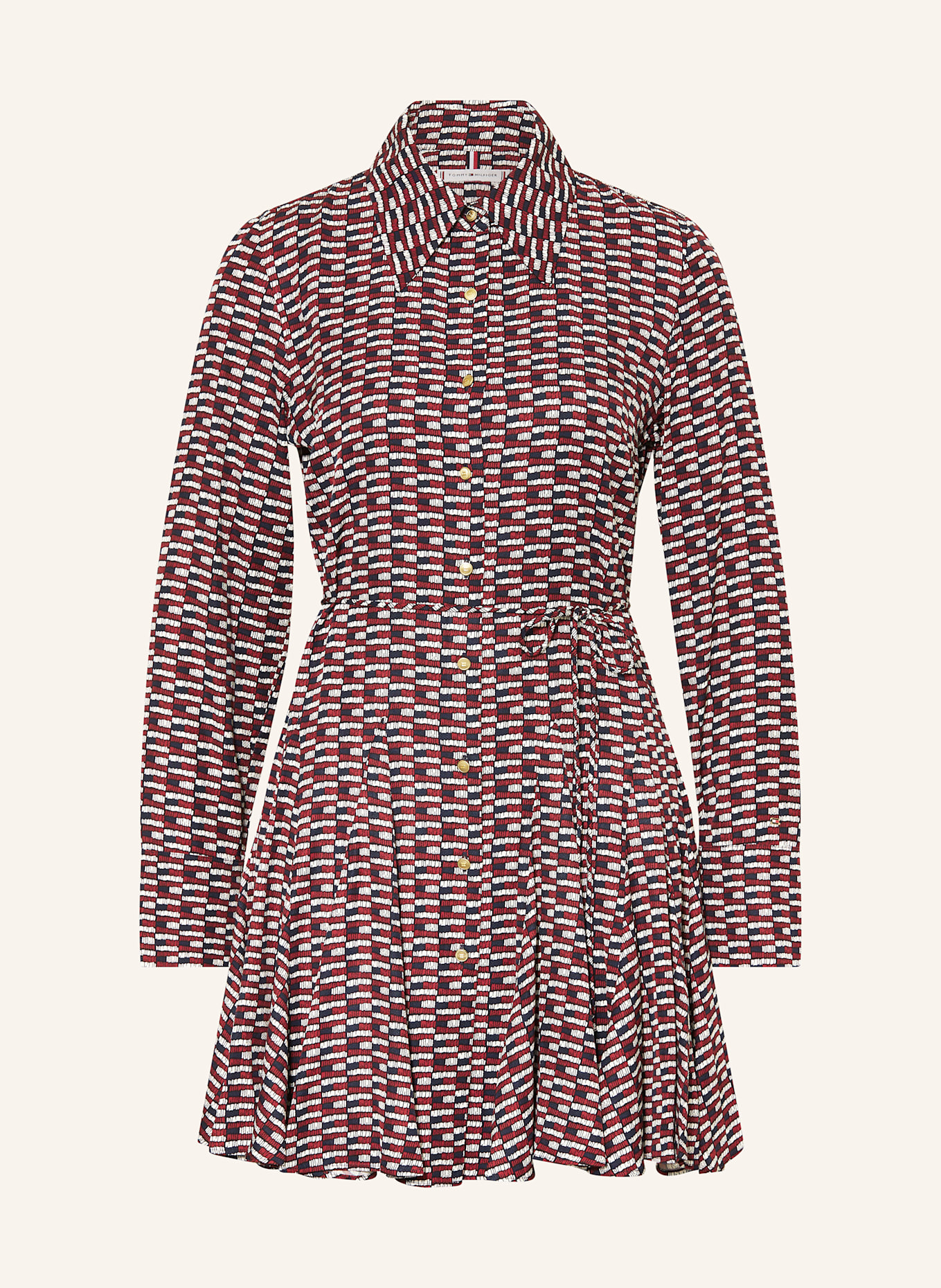 TOMMY HILFIGER Hemdblusenkleid: DUNKELBLAU / DUNKELROT / WEISS