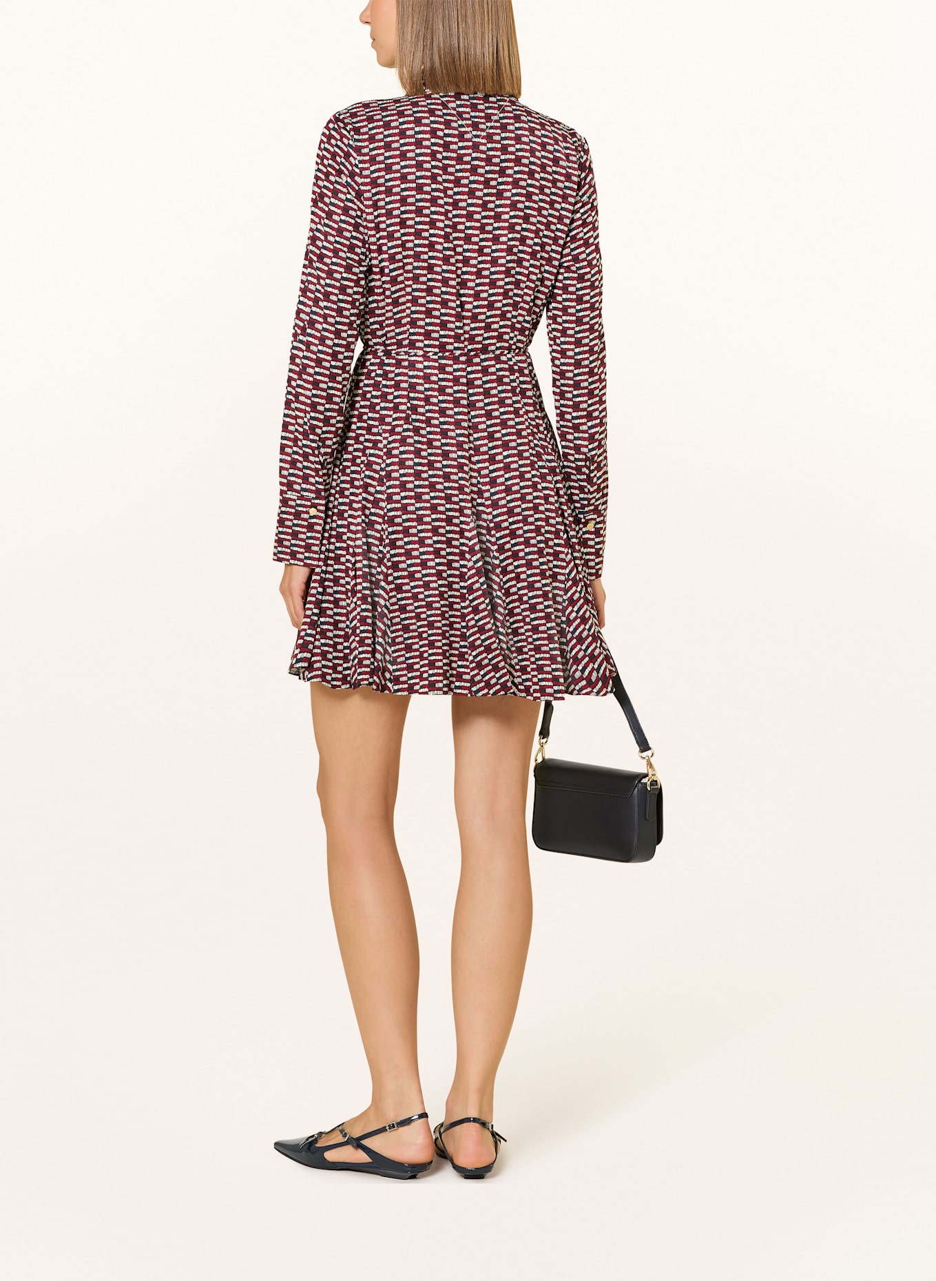 TOMMY HILFIGER Hemdblusenkleid: DUNKELBLAU / DUNKELROT / WEISS