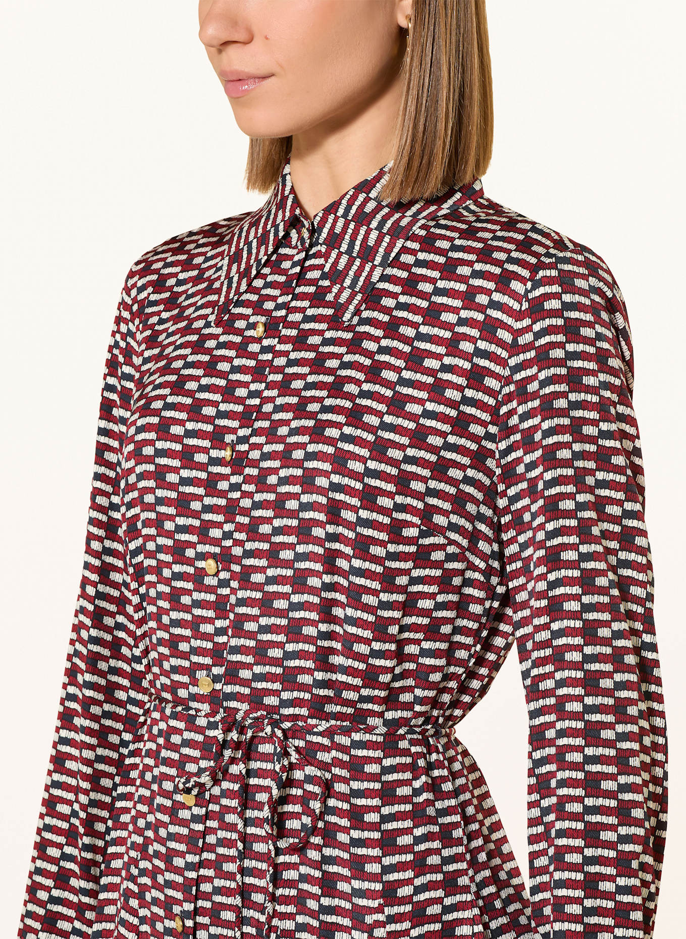 TOMMY HILFIGER Hemdblusenkleid: DUNKELBLAU / DUNKELROT / WEISS