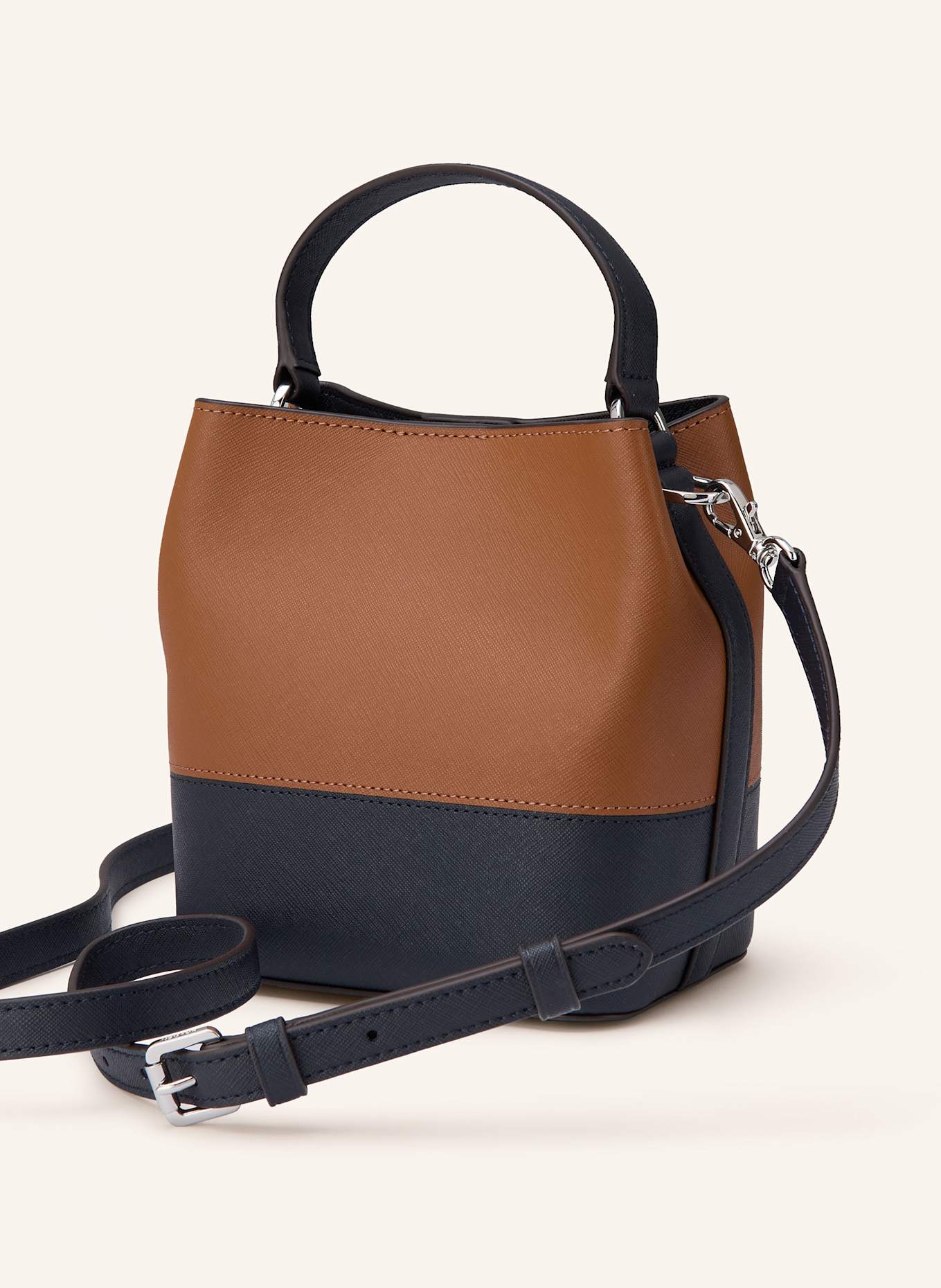 LAUREN RALPH LAUREN Umhängetasche REESE SMALL: COGNAC / DUNKELBLAU