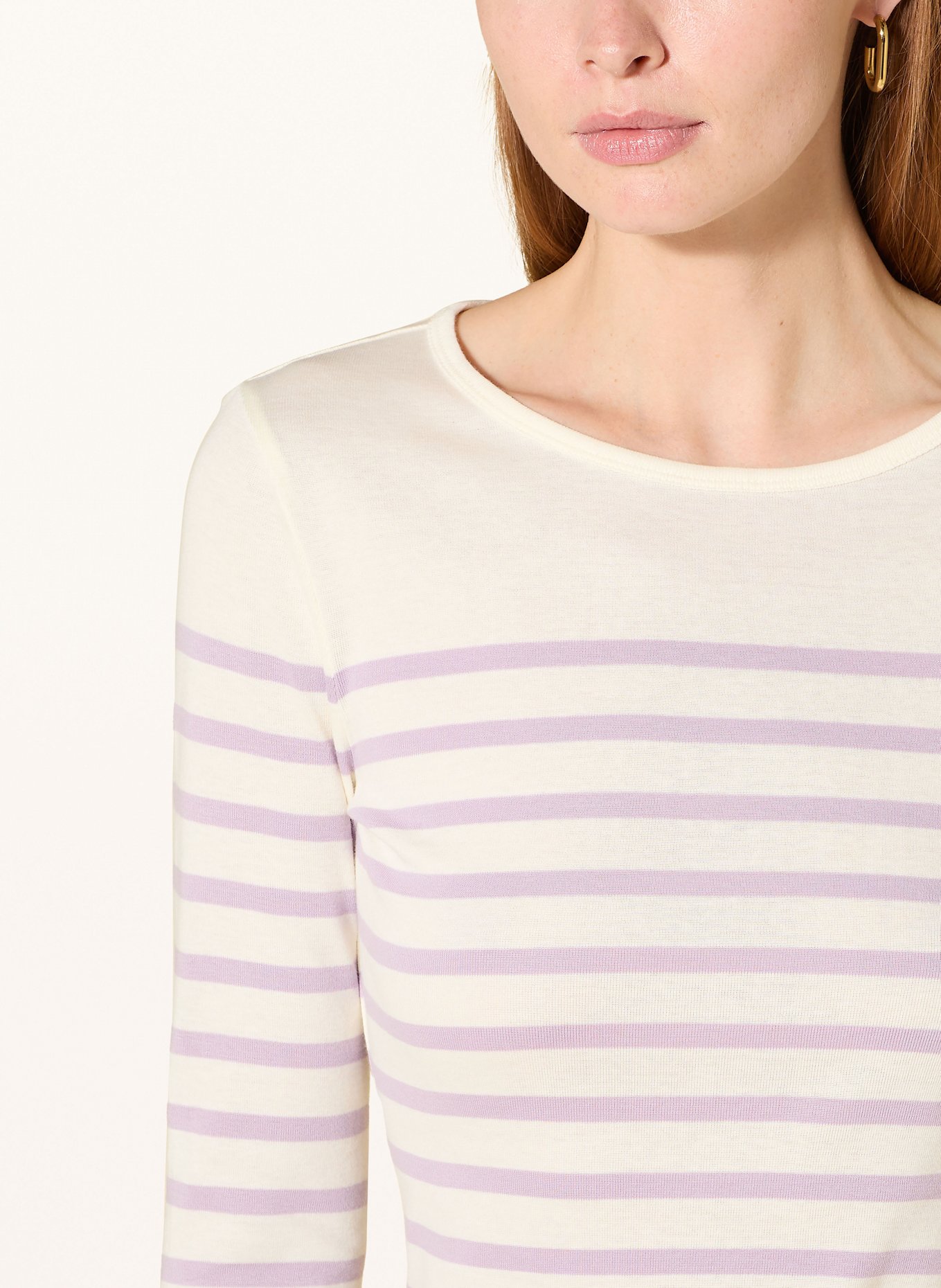 LAUREN RALPH LAUREN Longsleeve: HELLLILA / CREME