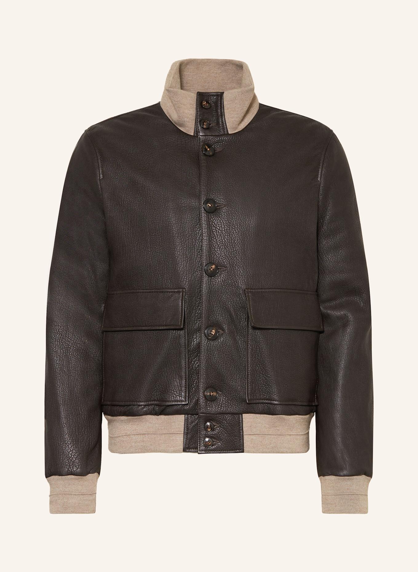 manzoni 24 Lederjacke: DUNKELBRAUN