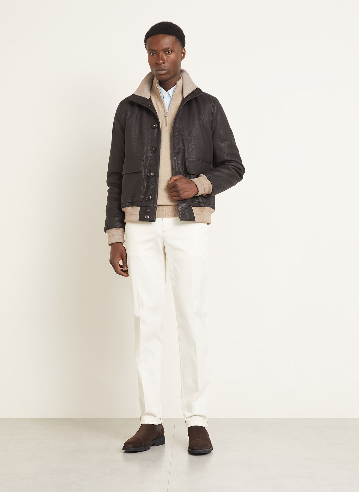 manzoni 24 Lederjacke: DUNKELBRAUN