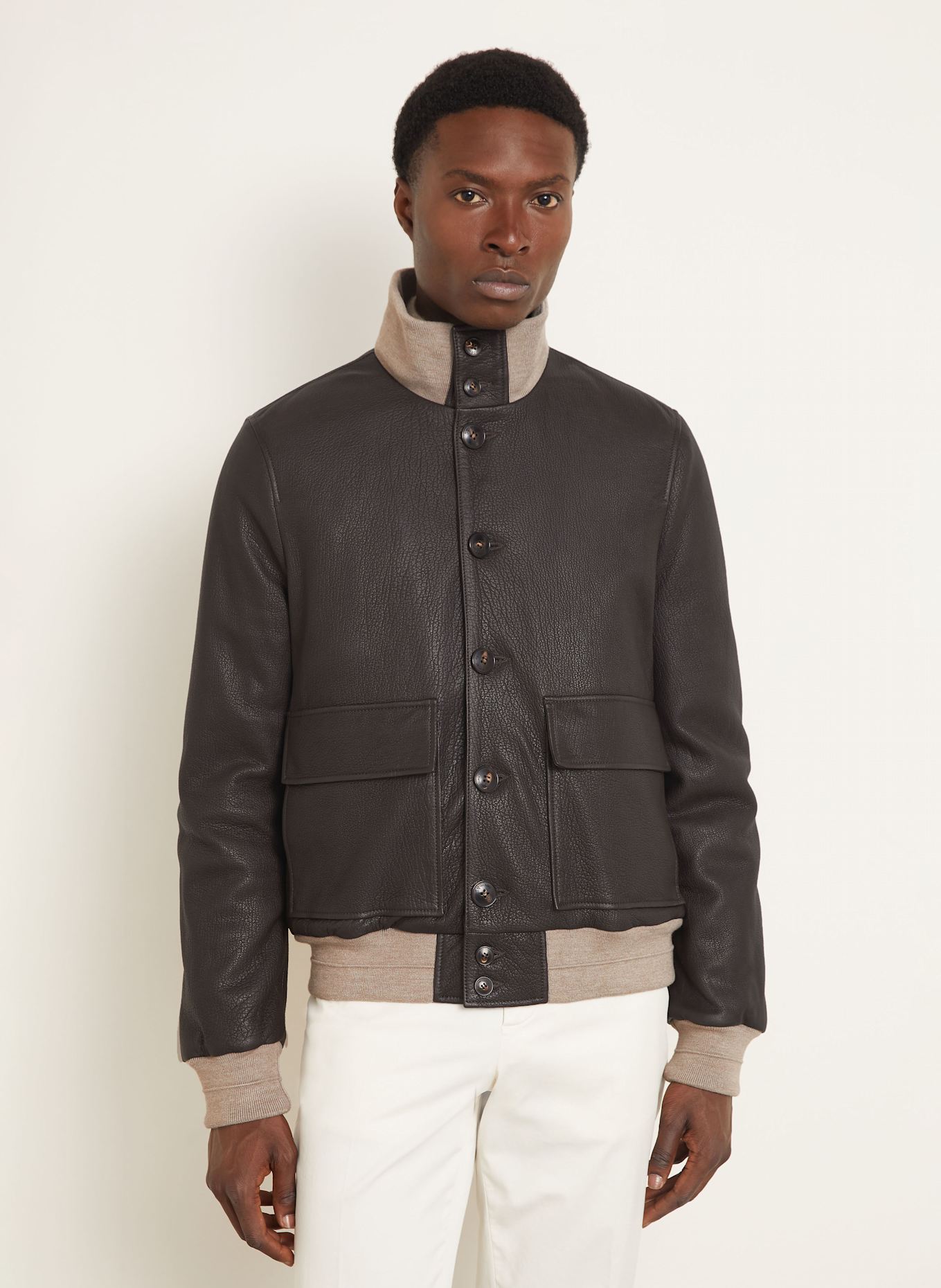 manzoni 24 Lederjacke: DUNKELBRAUN