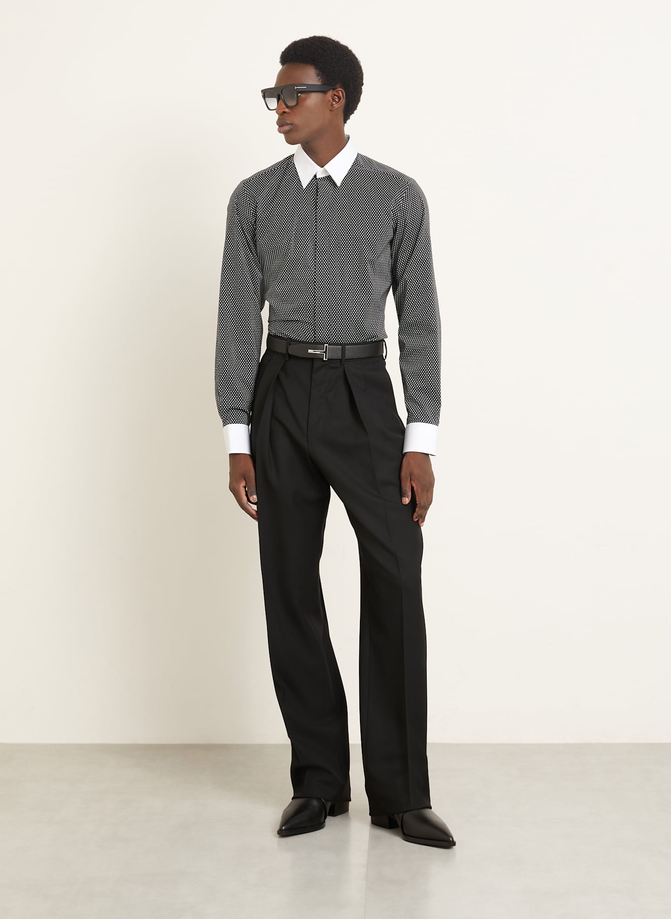 TOM FORD Hemd Classic Fit: SCHWARZ / WEISS