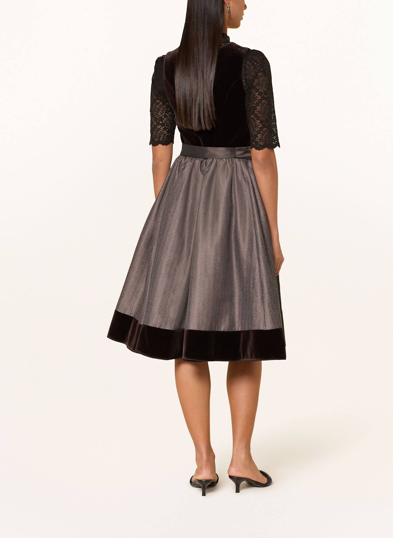 KINGA MATHE Dirndl TUZLA mit Glitzergarn: SCHWARZ / GRAU