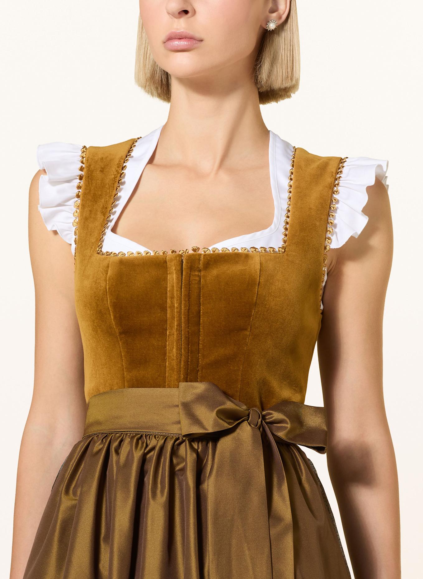 KINGA MATHE Dirndl ANCONA: COGNAC / KHAKI